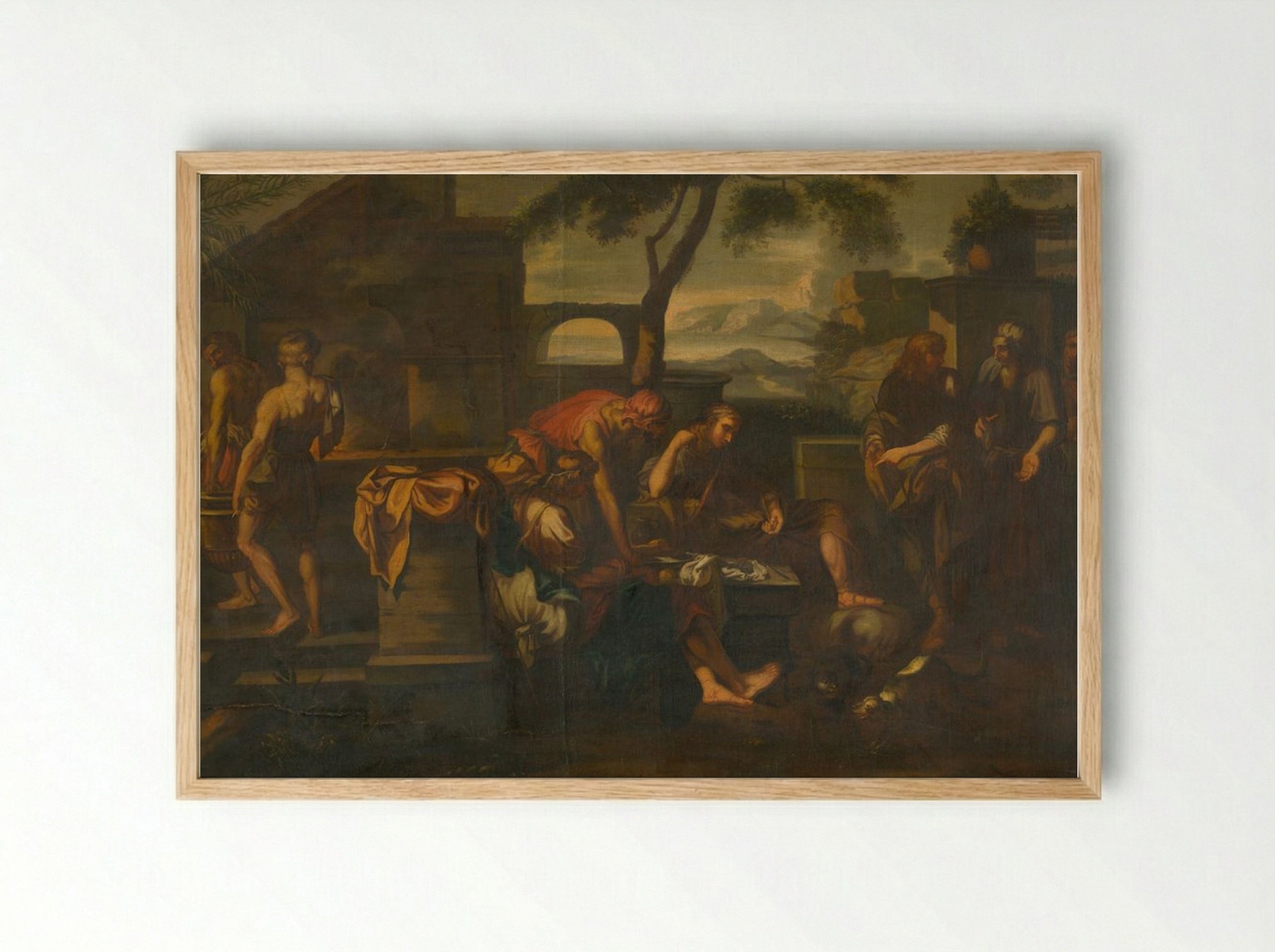 Biblical Scene with Figures - Fine Art Print - Framed Print Wood