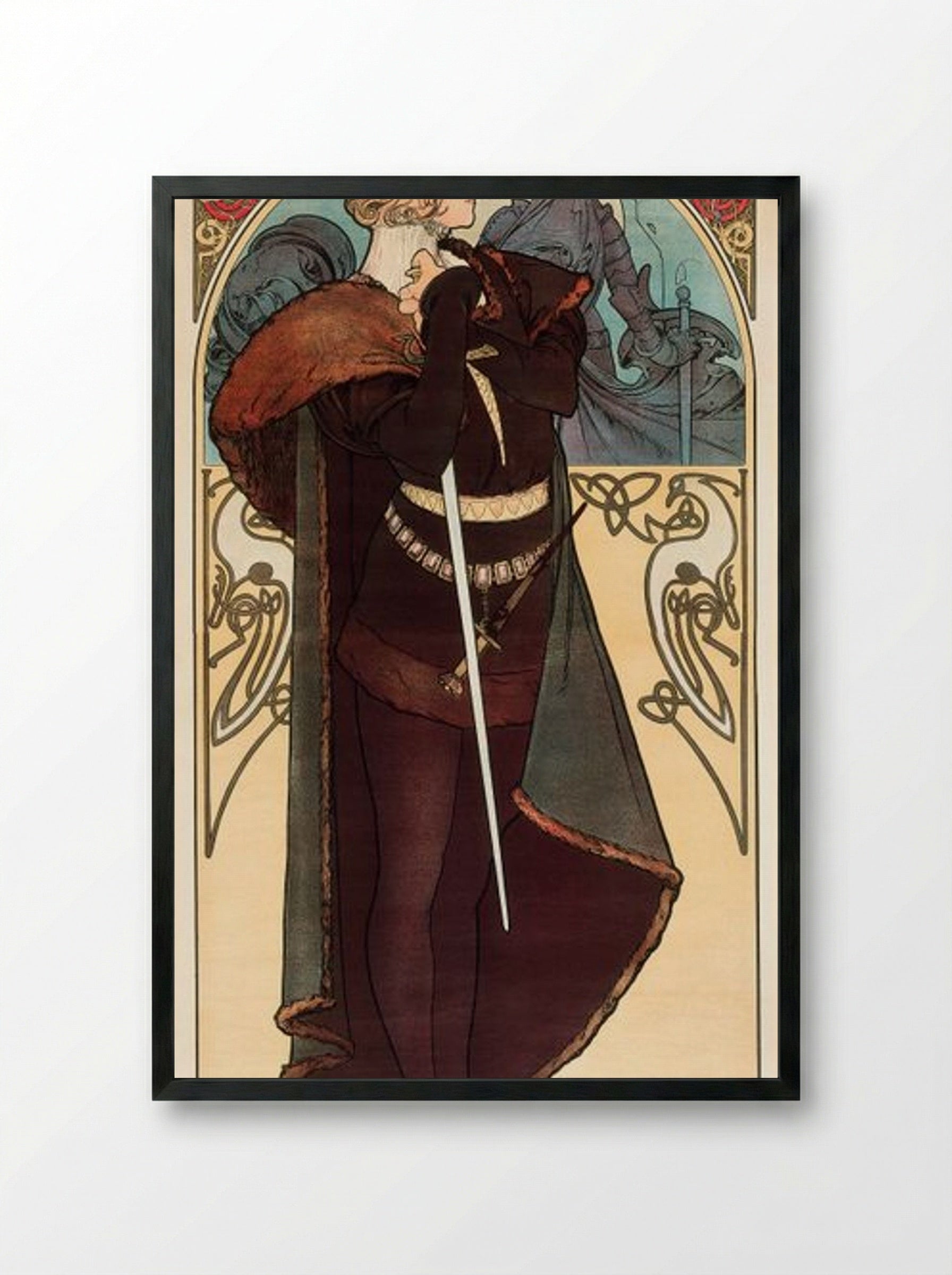 Hamlet, Sarah Bernhardt - Alphonse Mucha - Framed Print Black