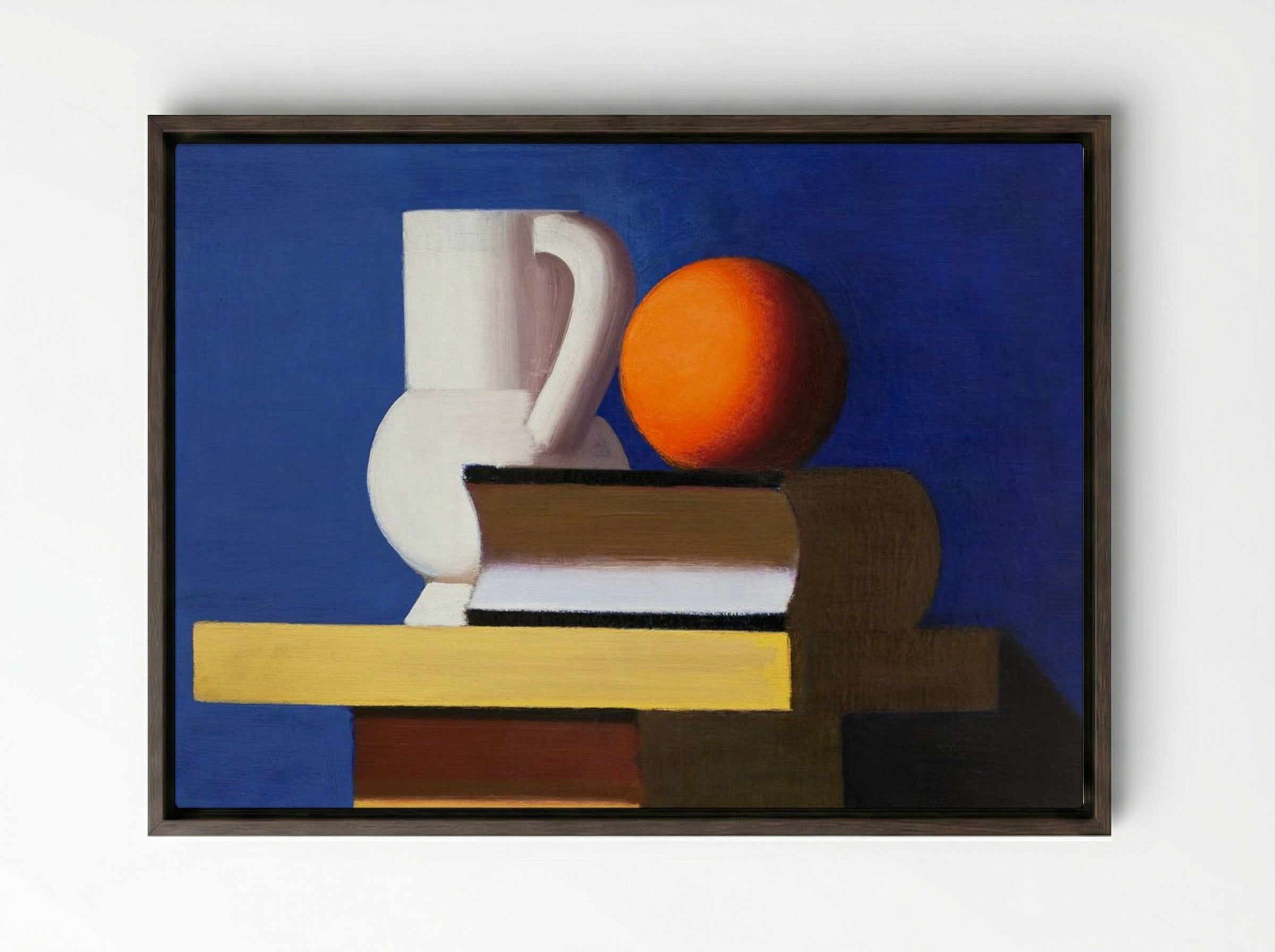 Arrangement with White Jug, Orange and Book - Vilhelm Lundstrøm - Framed Canvas Dark Wood