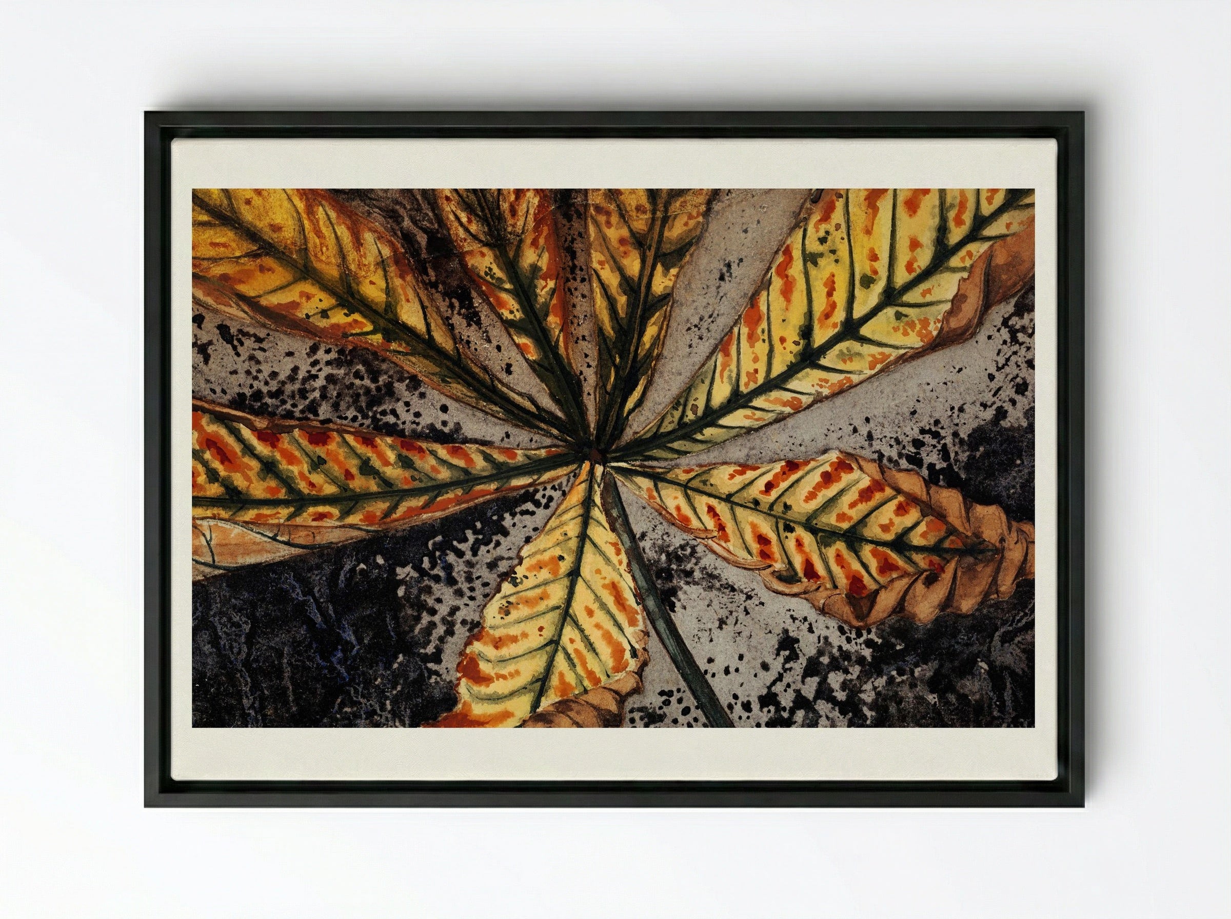 Chestnut Leaf - Julie de Graag - Framed Canvas Black