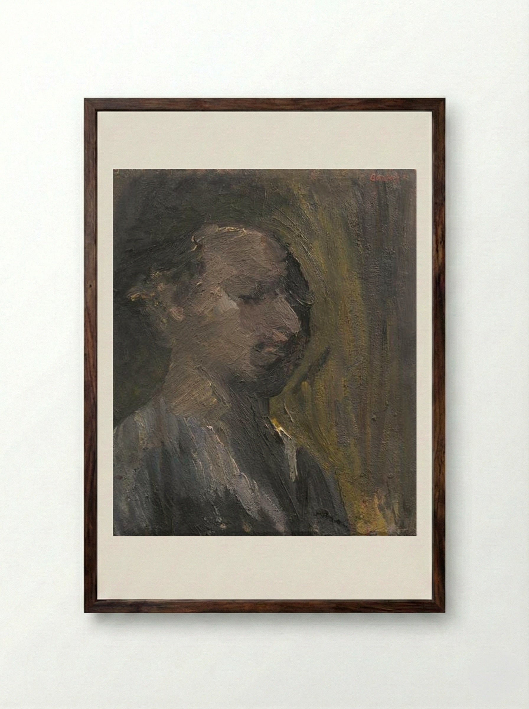 Self-Portrait (David Bomberg) - David Bomberg - Framed Print Dark Wood