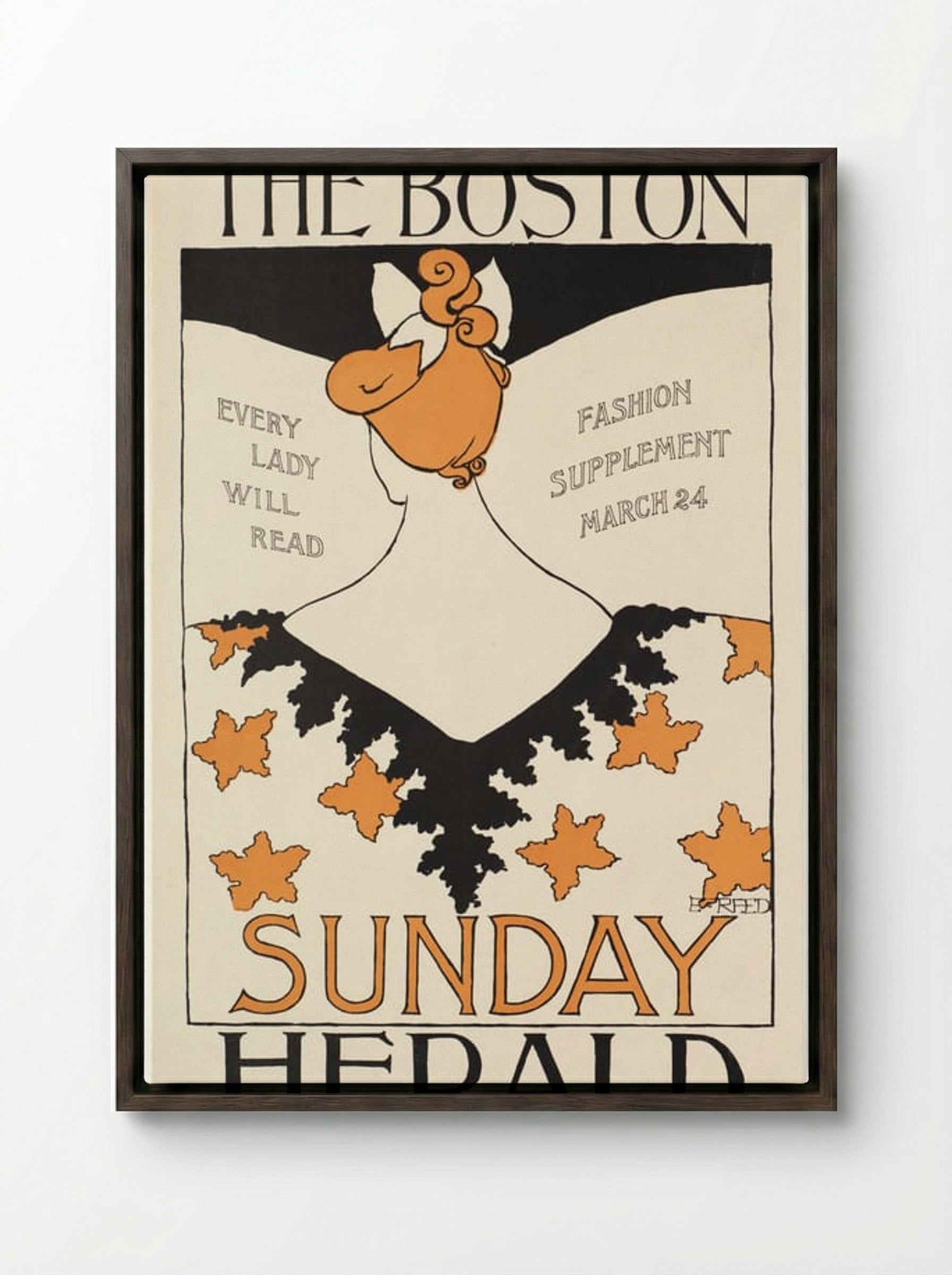 The Boston Sunday Herald, Fashion Supplement, March 24 - Ethel Reed - Framed Canvas Dark Wood
