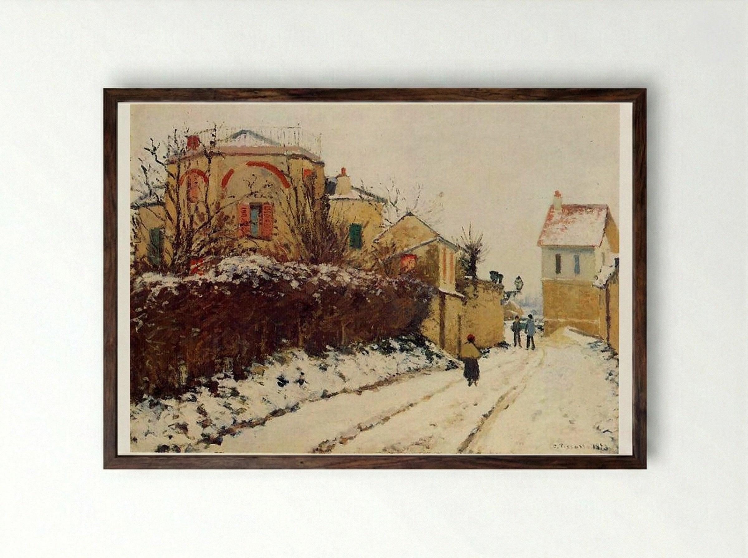 The Street of the Citadelle, Pontoise - Camille Pissarro - Framed Print Dark Wood