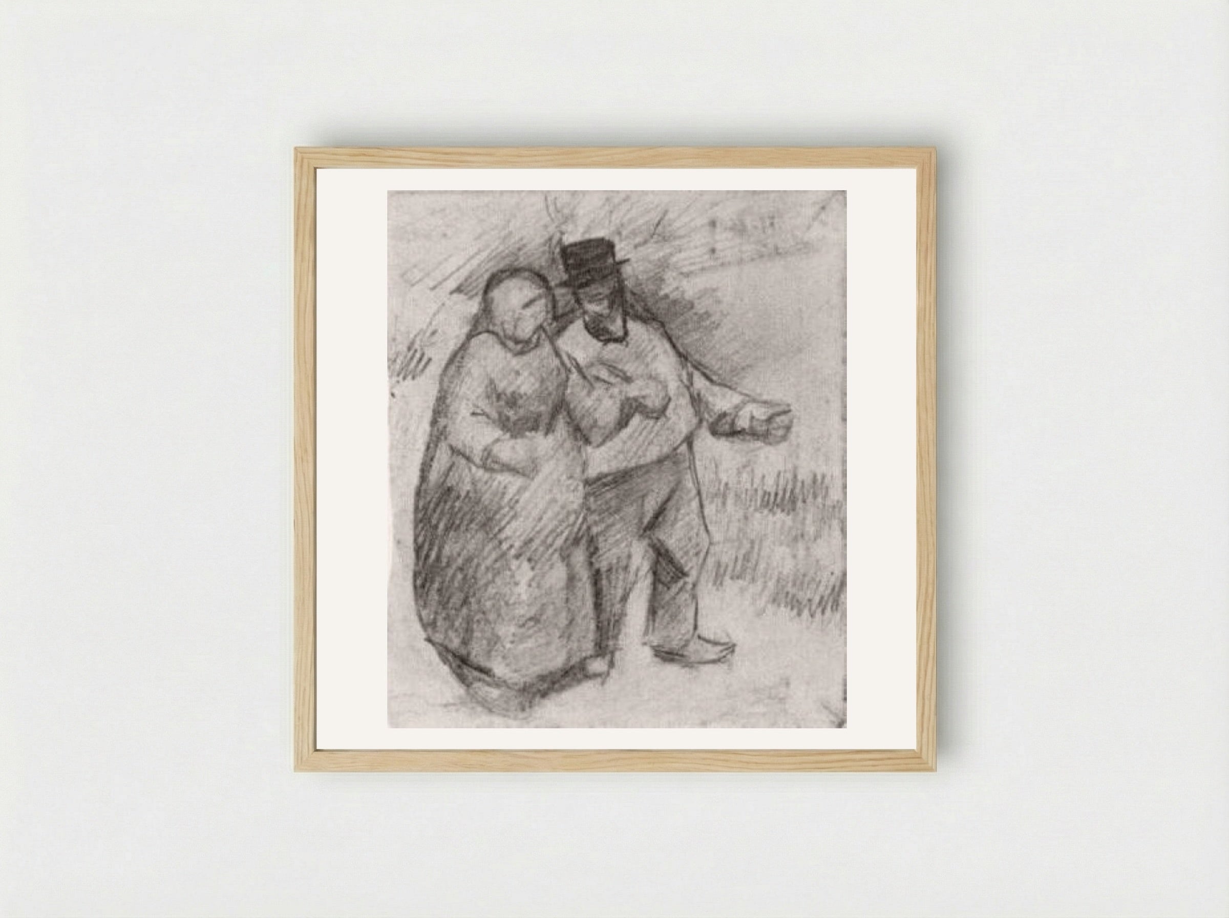 Walking Couple in the Fields - Vincent van Gogh - Framed Print Wood