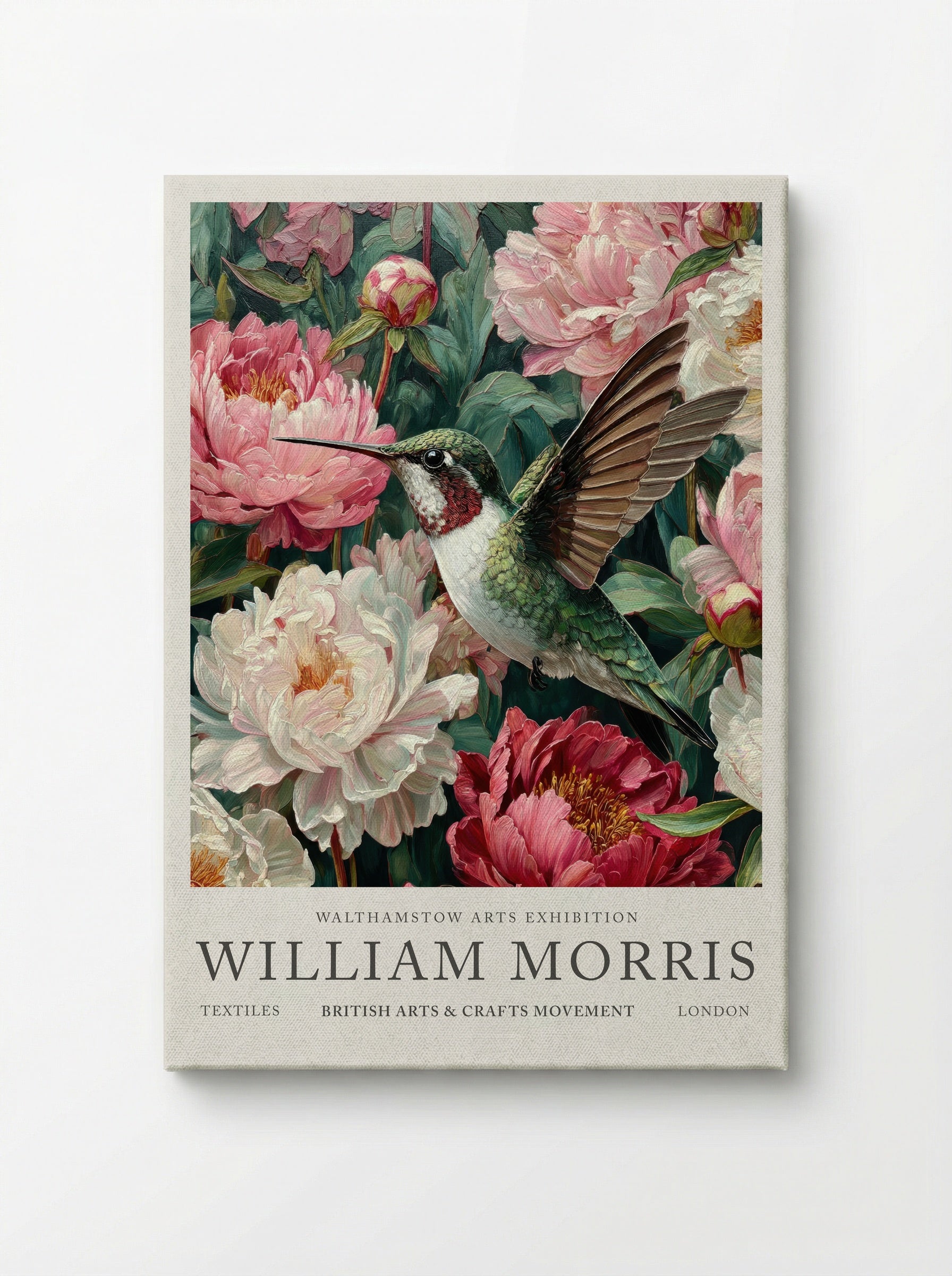 Peony Hummingbird Flight - William Morris - Canvas