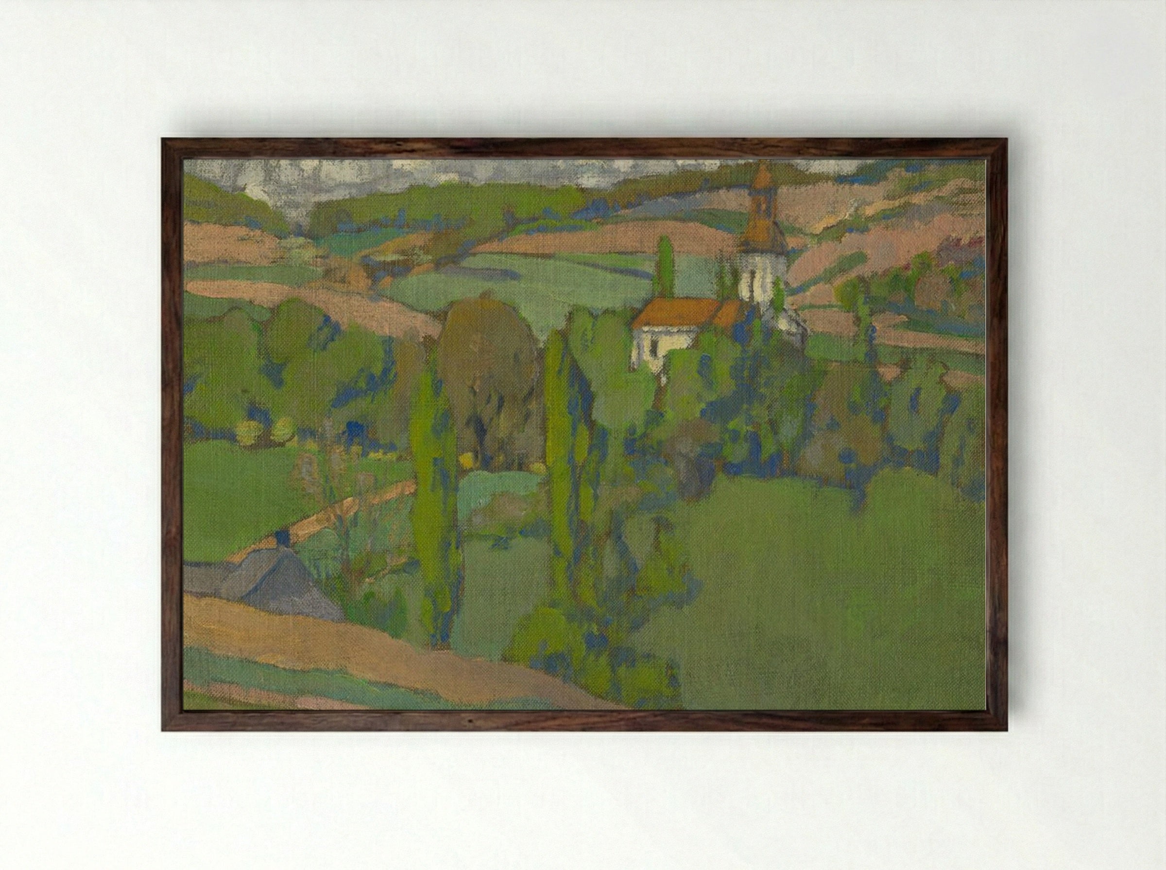 On Calvary in Kosice - Konstantin Bauer - Framed Print Dark Wood