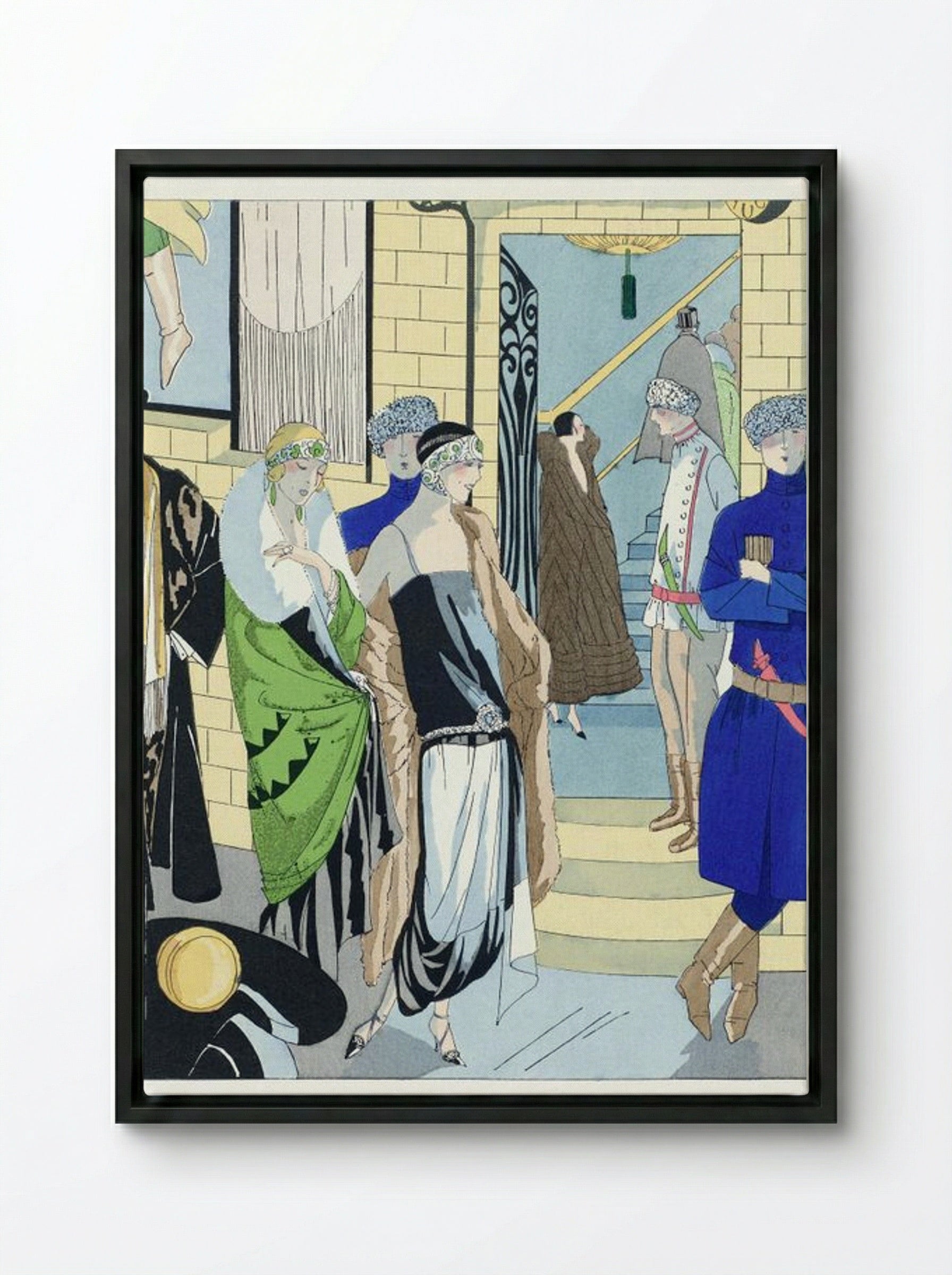 Philippe et Gaston Fashion Illustration - Paul Poiret - Framed Canvas Black