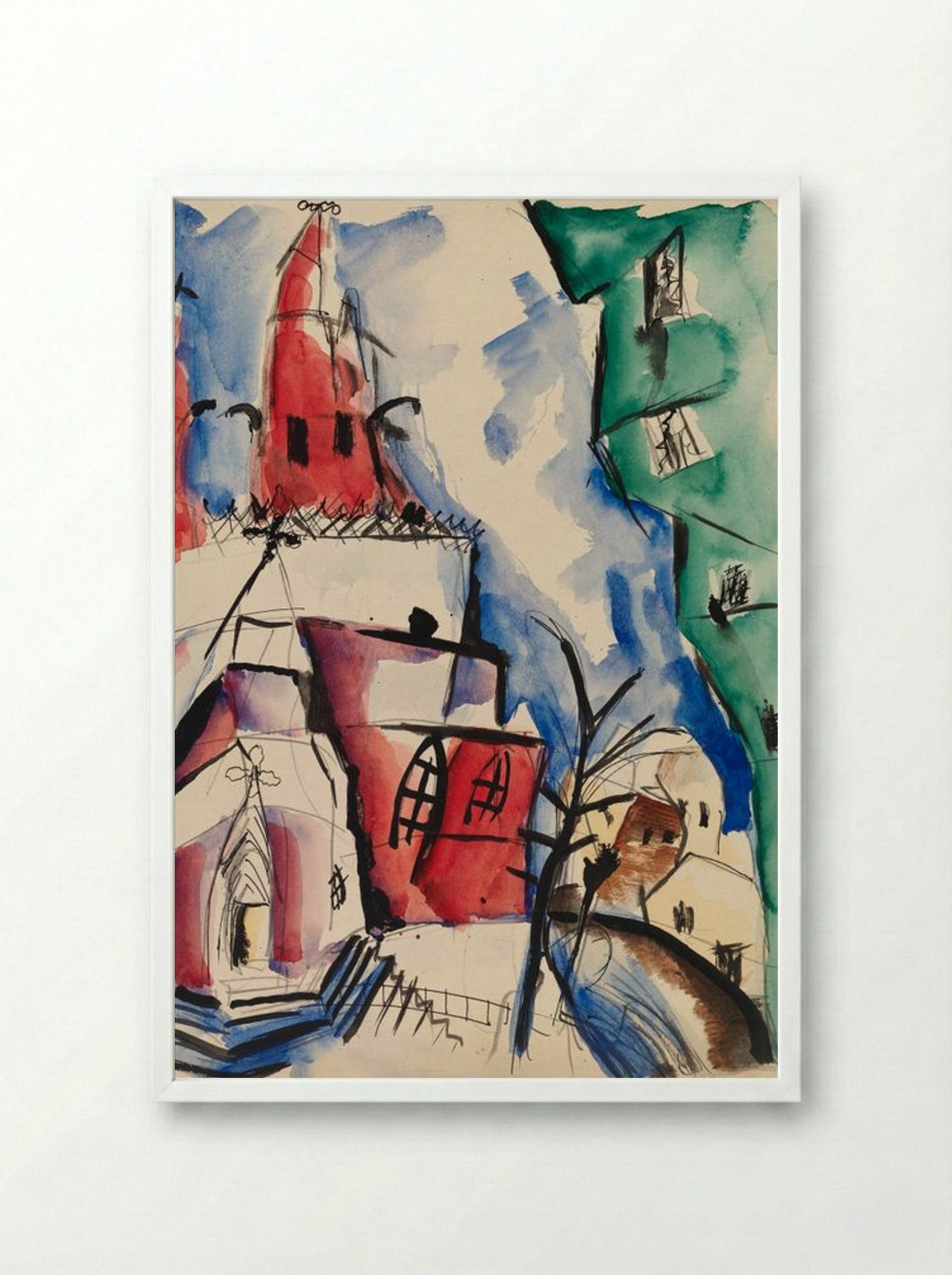 Kirkko (Church, 1919) - Sulho Sipilä - Framed Print White