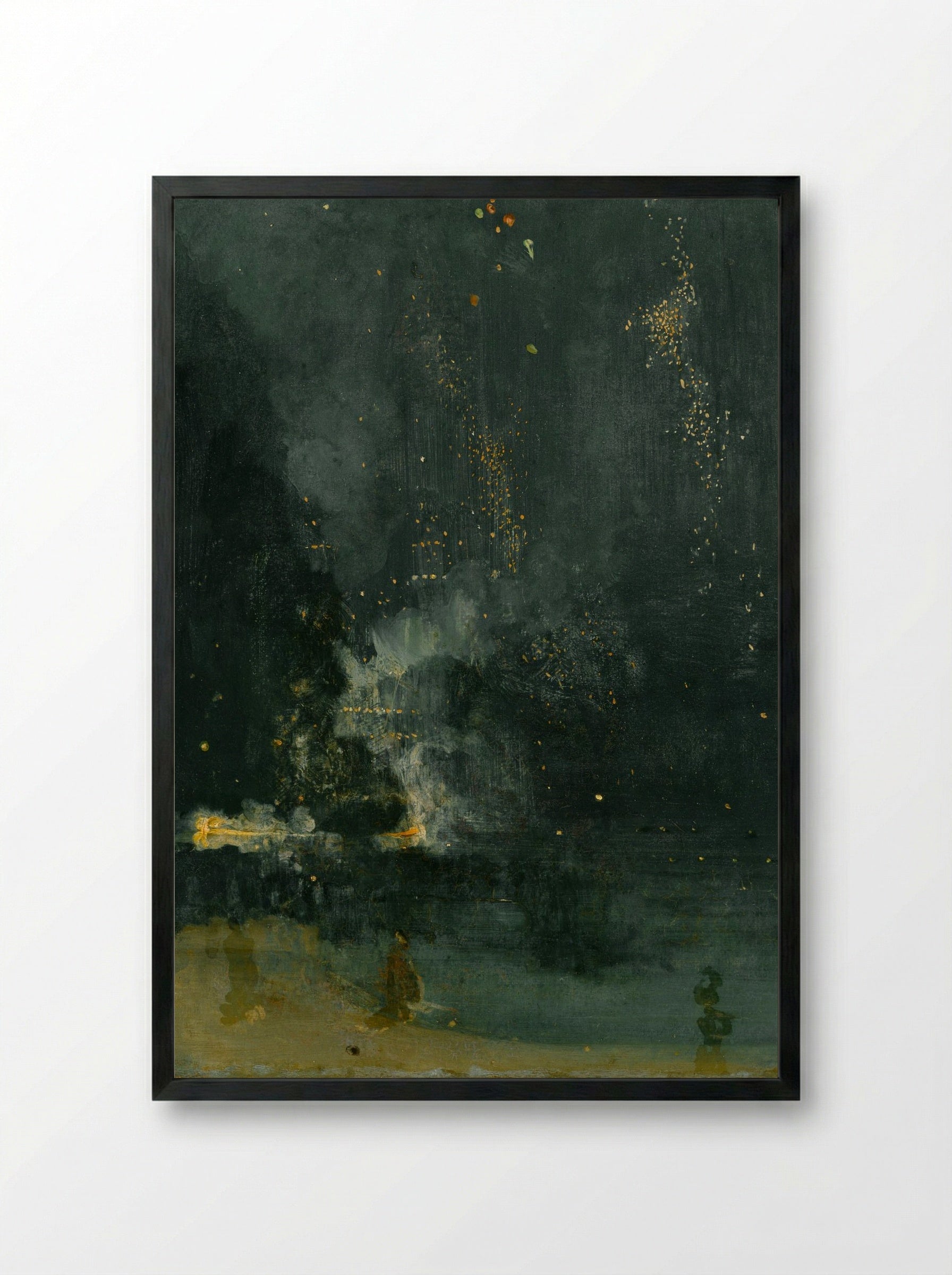 Nocturne in Black and Gold: The Falling Rocket - James McNeill Whistler - Framed Print Black