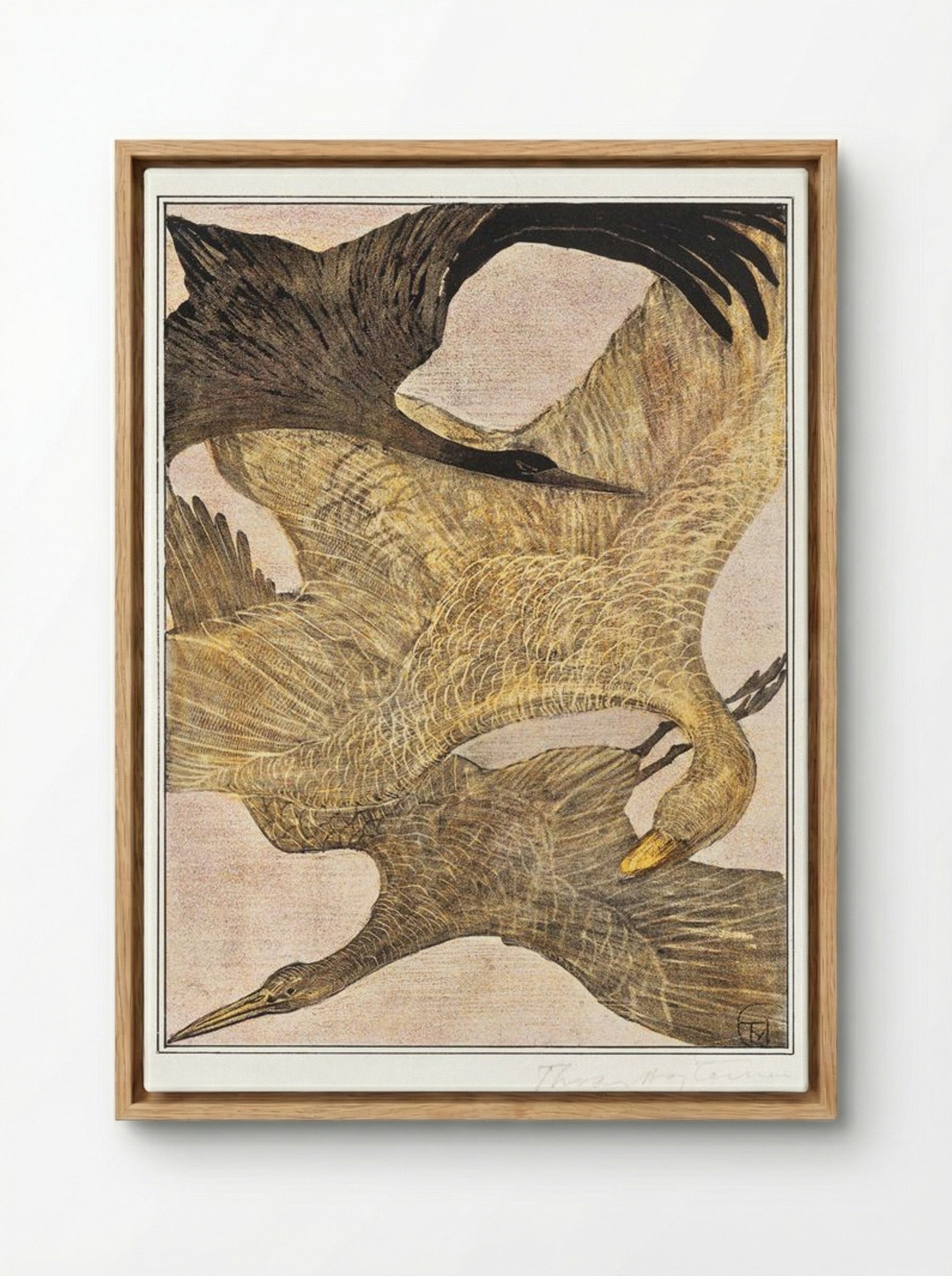 Drie vliegende vogels (Three Flying Birds) - Theo van Hoytema - Framed Canvas Wood