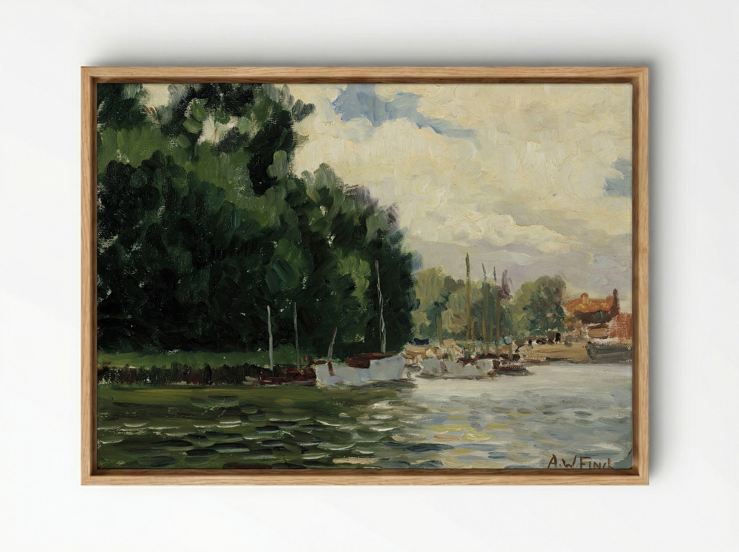 Richmond, Thames - Alfred William Finch - Framed Canvas Wood