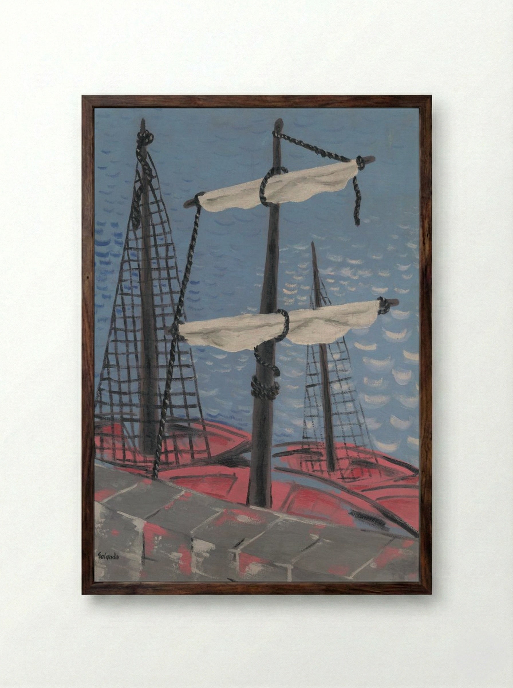 Fishing Boats - Mikuláš Galanda - Framed Print Dark Wood