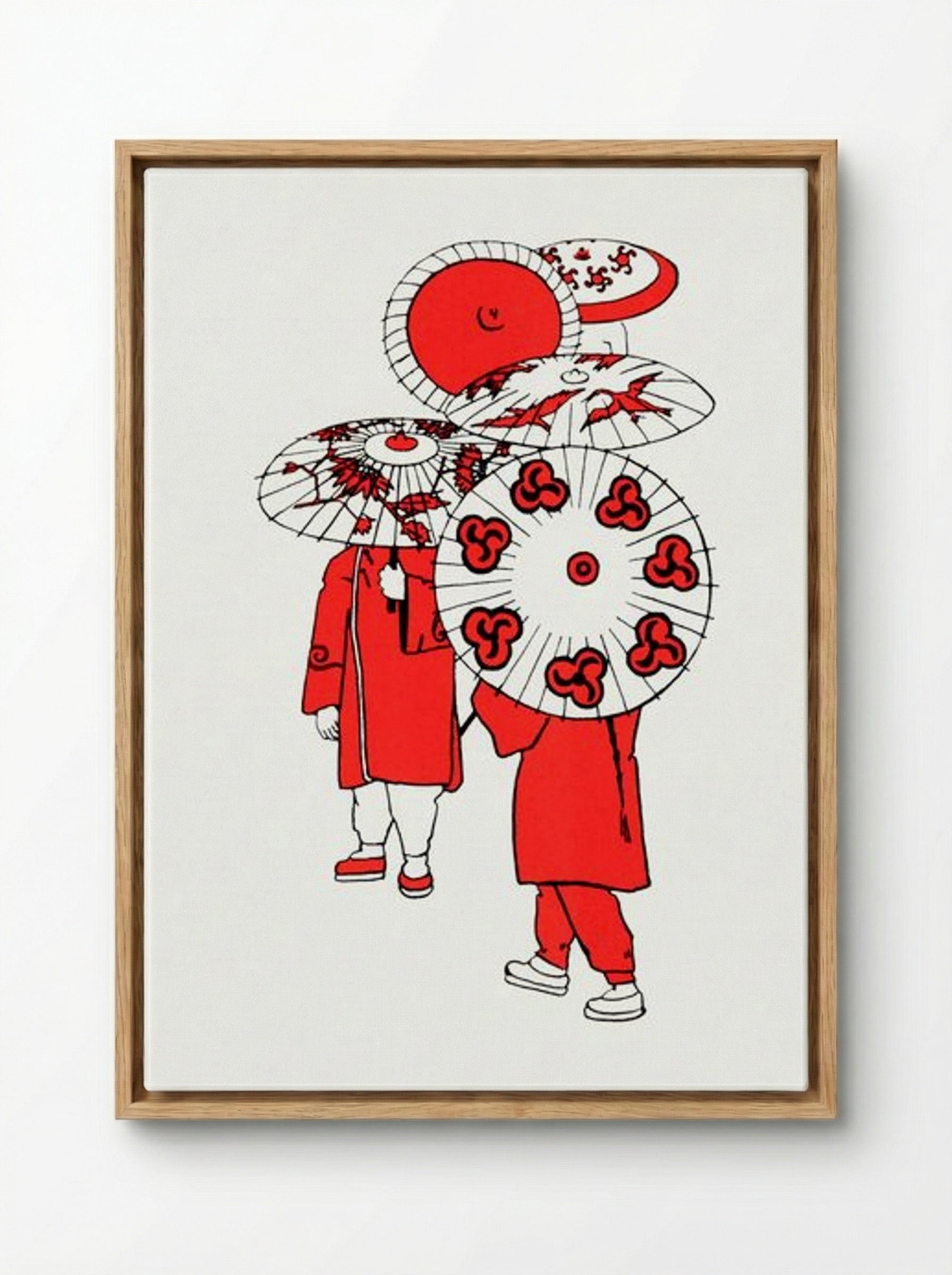 Oriental Umbrellas - Mary Audubon Post - Framed Canvas Wood