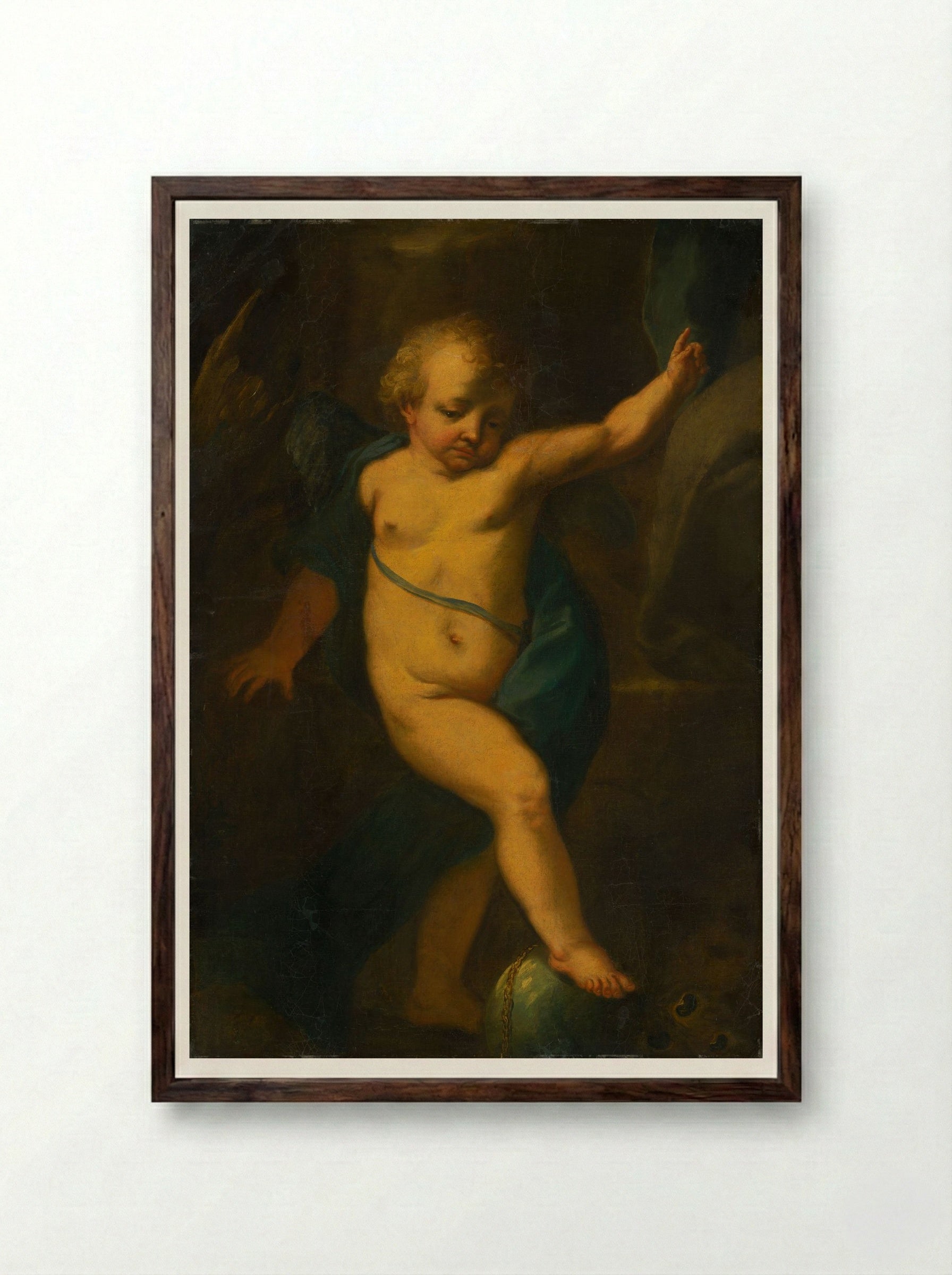 Allegorical Figure of an Angel - Fine Art Print - Framed Print Dark Wood