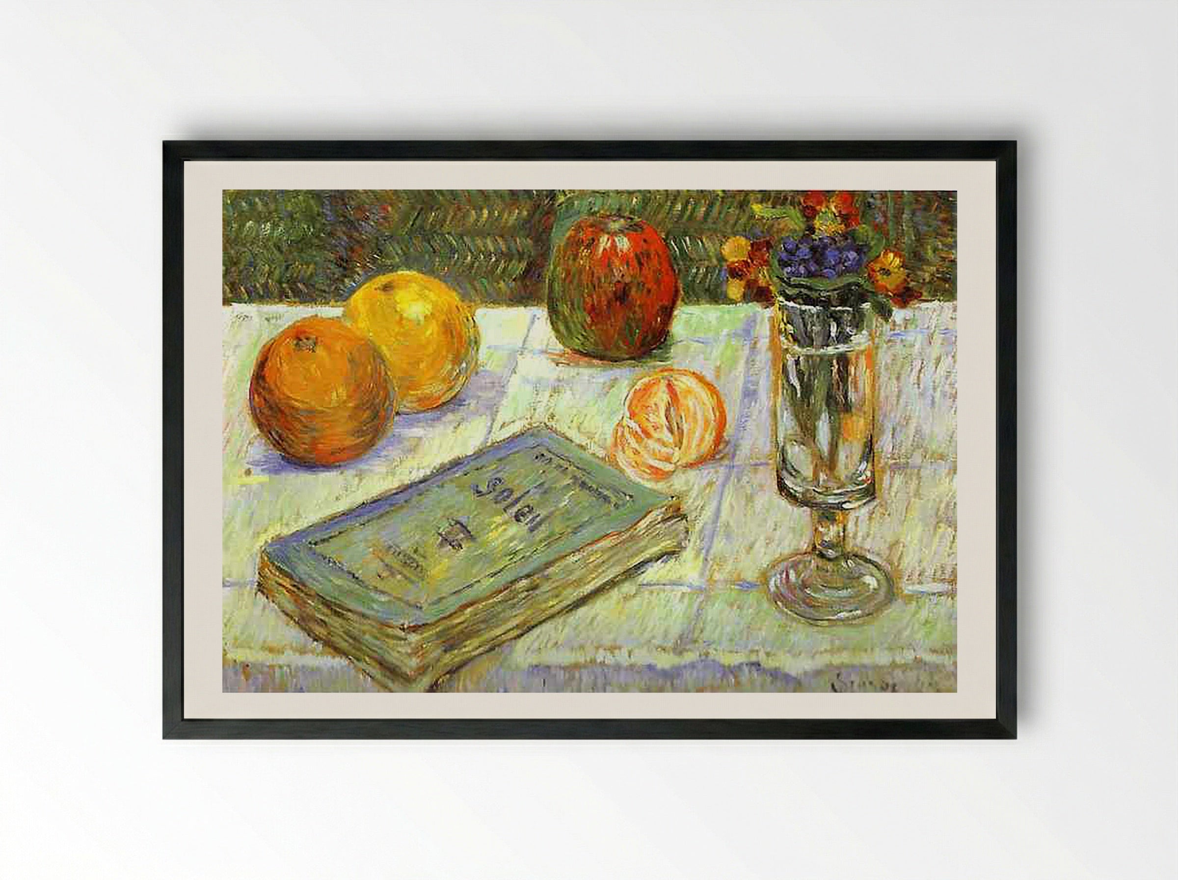Still Life with a Book - Armand Guillaumin - Framed Print Black