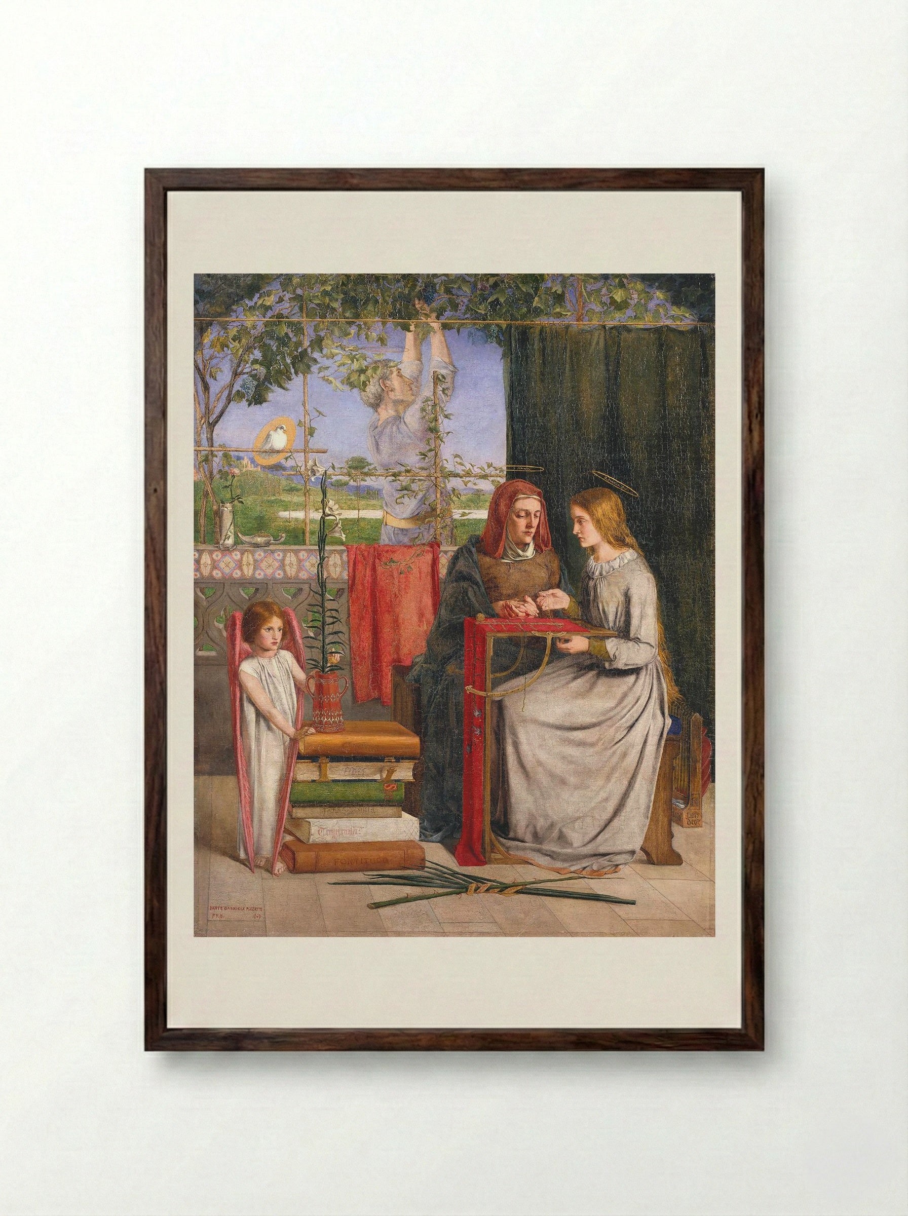 The Girlhood of Mary Virgin - Dante Gabriel Rossetti - Framed Print Dark Wood