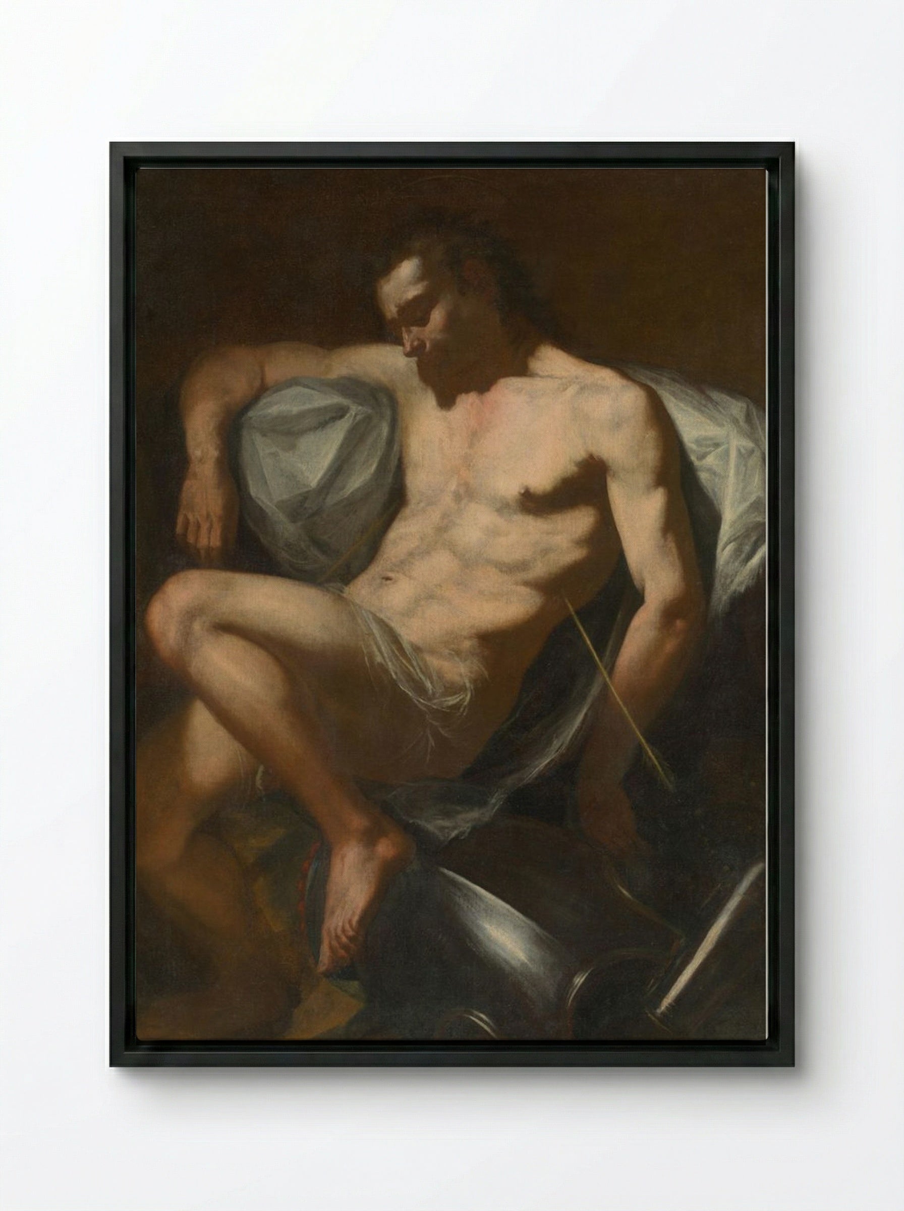 Saint Sebastian - Jusepe de Ribera - Framed Canvas Black