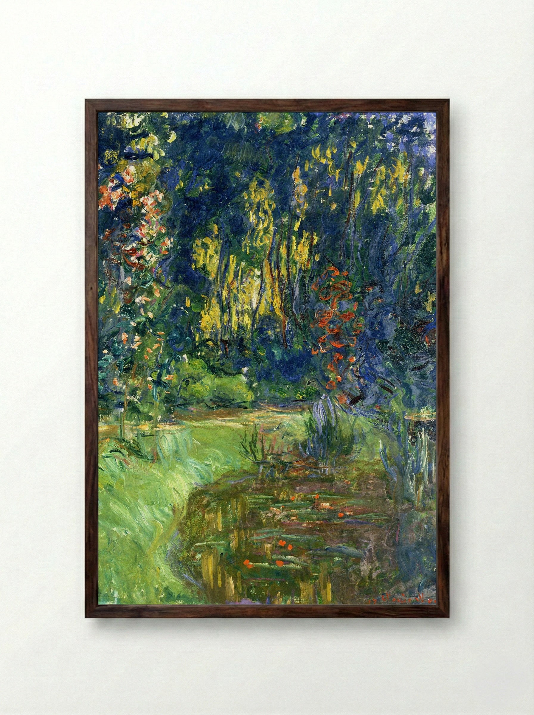 Water Lily Pond at Giverny - Claude Monet - Framed Print Dark Wood