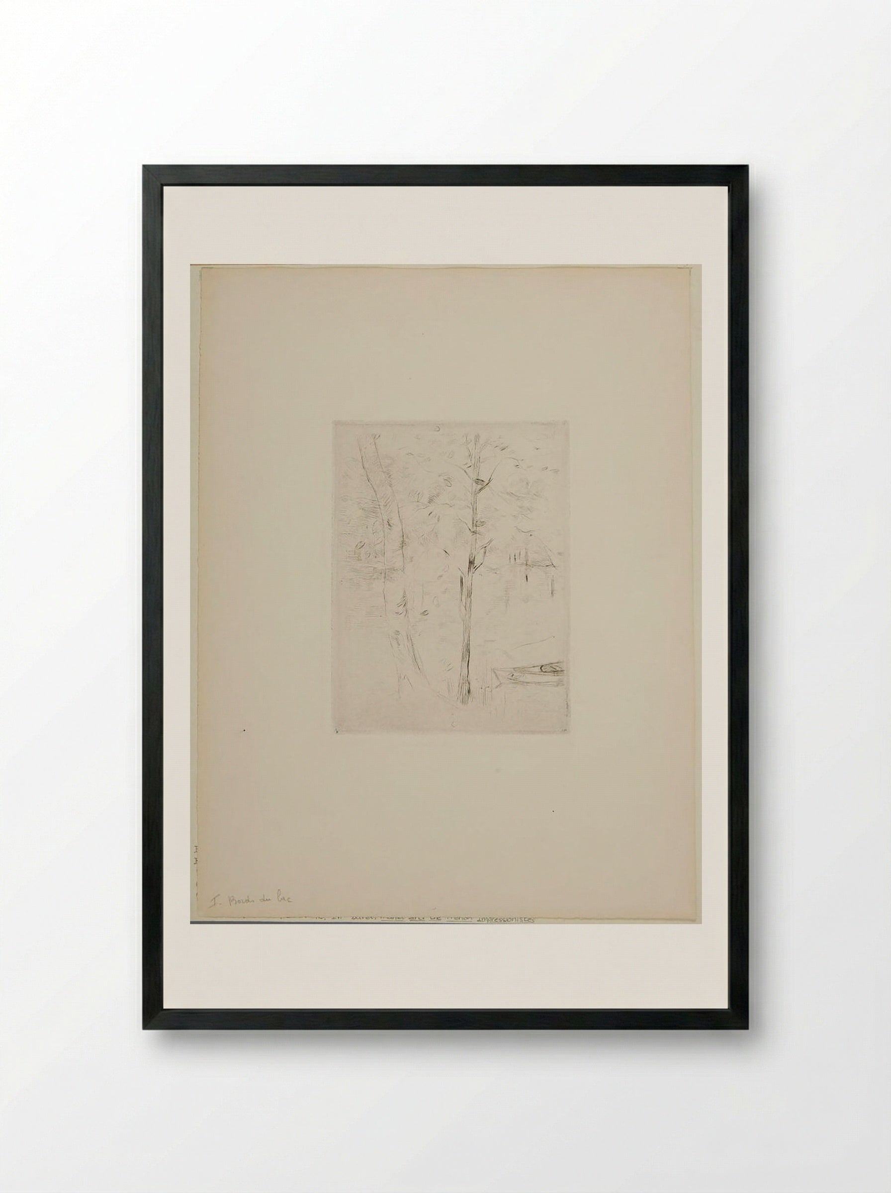 Lake Shore (Bords du lac) - Berthe Morisot - Framed Print Black
