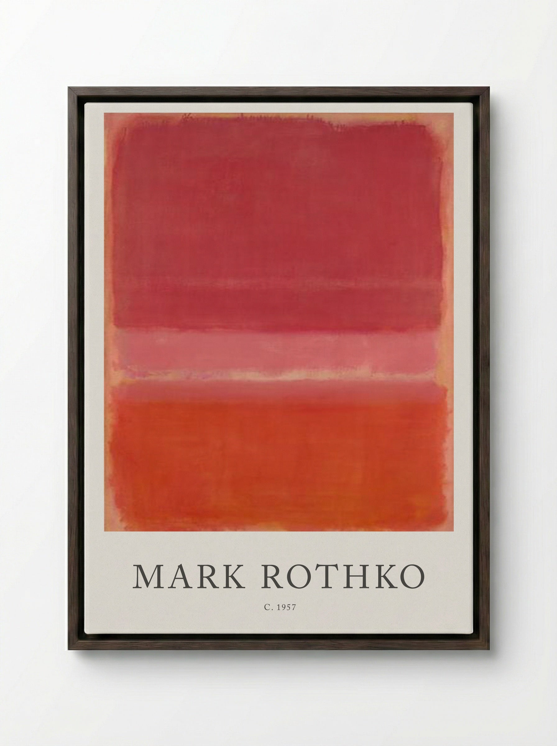 Untitled (Three Rectangles, Shades of Red) - Mark Rothko - Framed Canvas Dark Wood