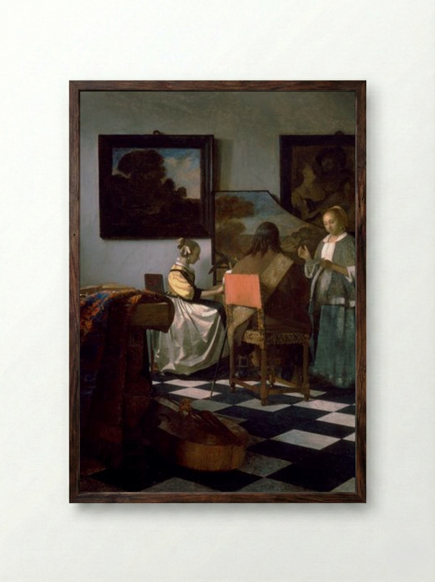 The Concert - Johannes Vermeer - Framed Print Dark Wood