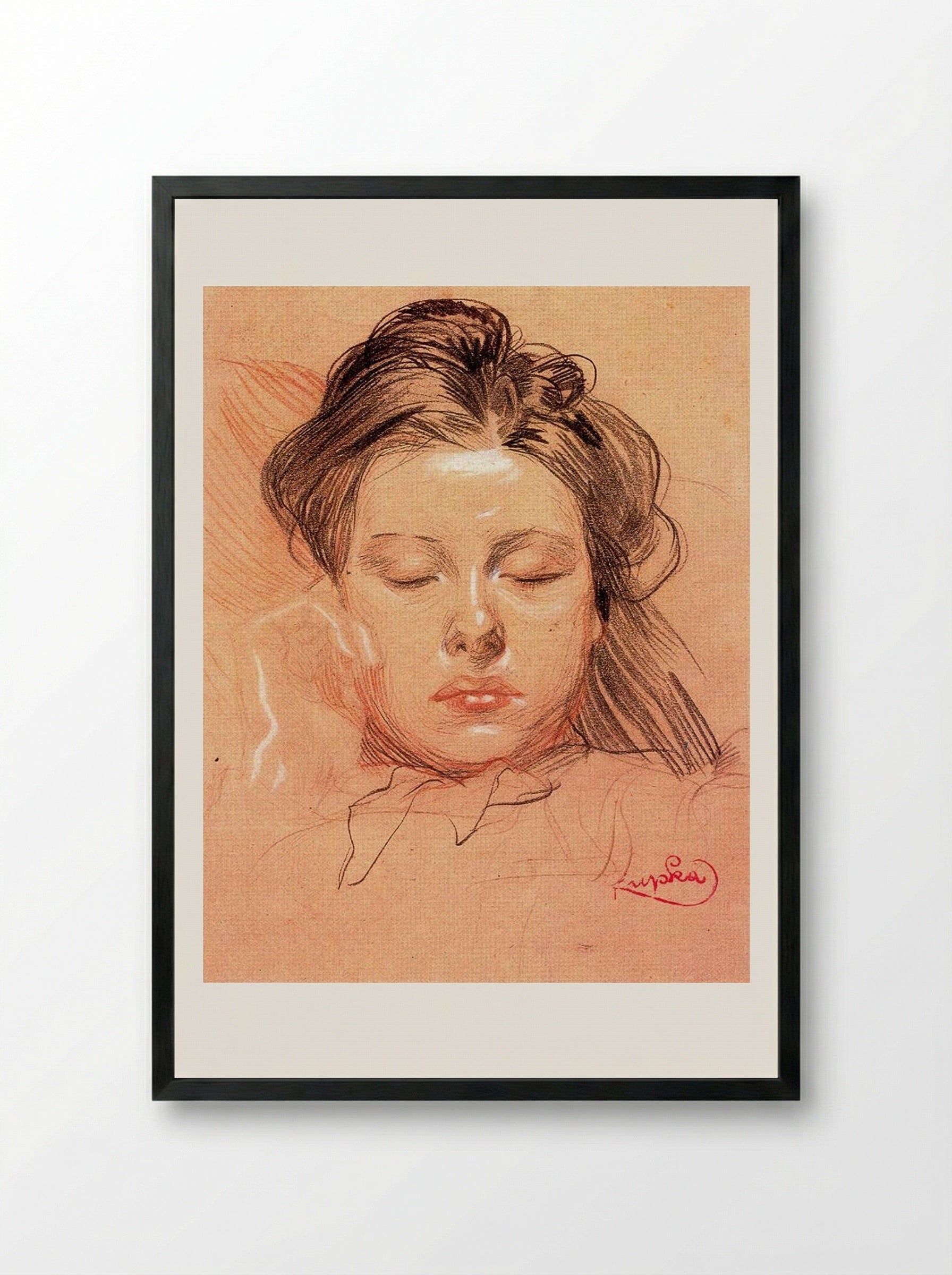 Sleeping Face - František Kupka - Framed Print Black