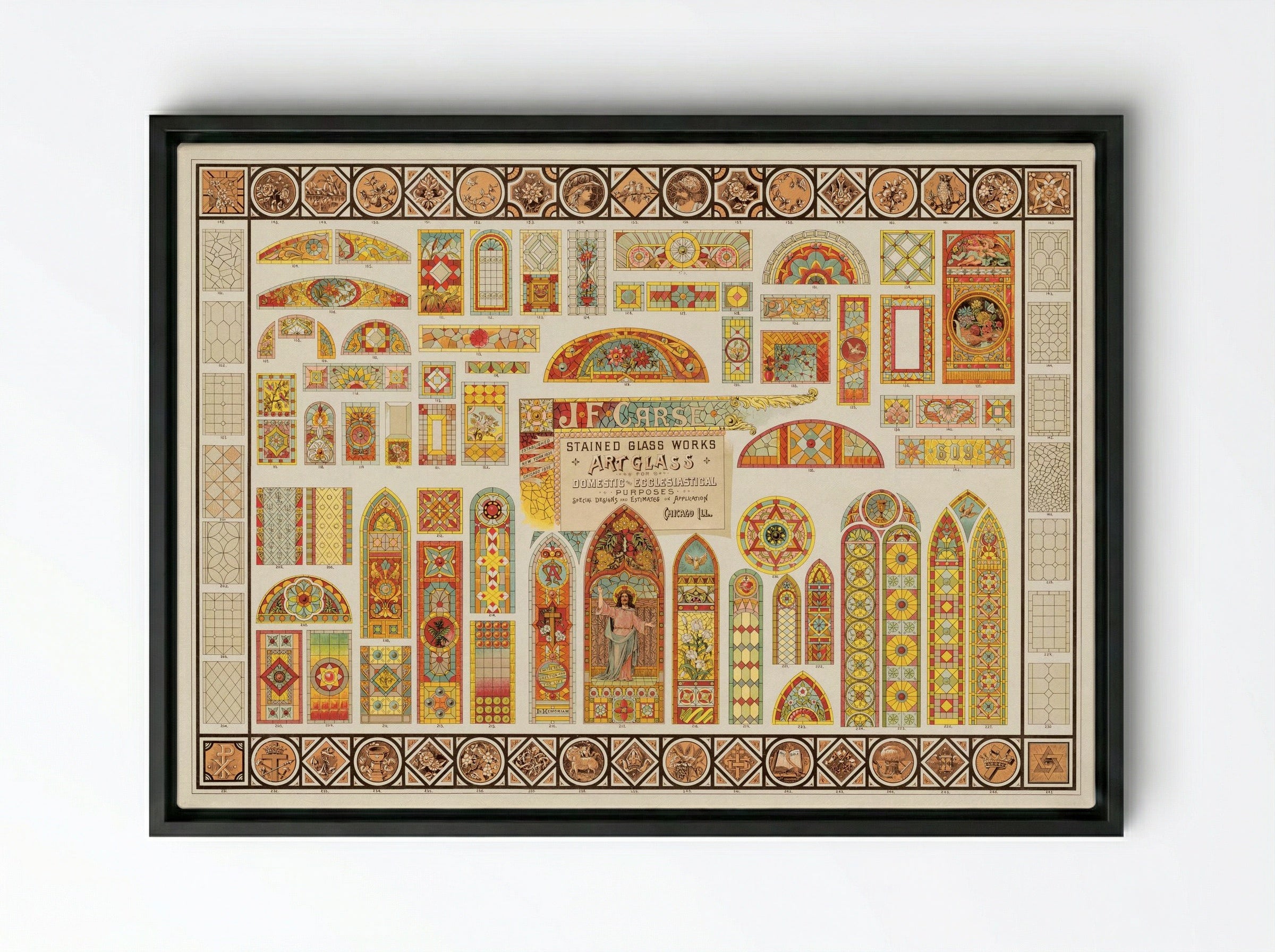 Stained Glass Works for Domestic and Ecclesiastical Purposes - J.F. Carse - Framed Canvas Black
