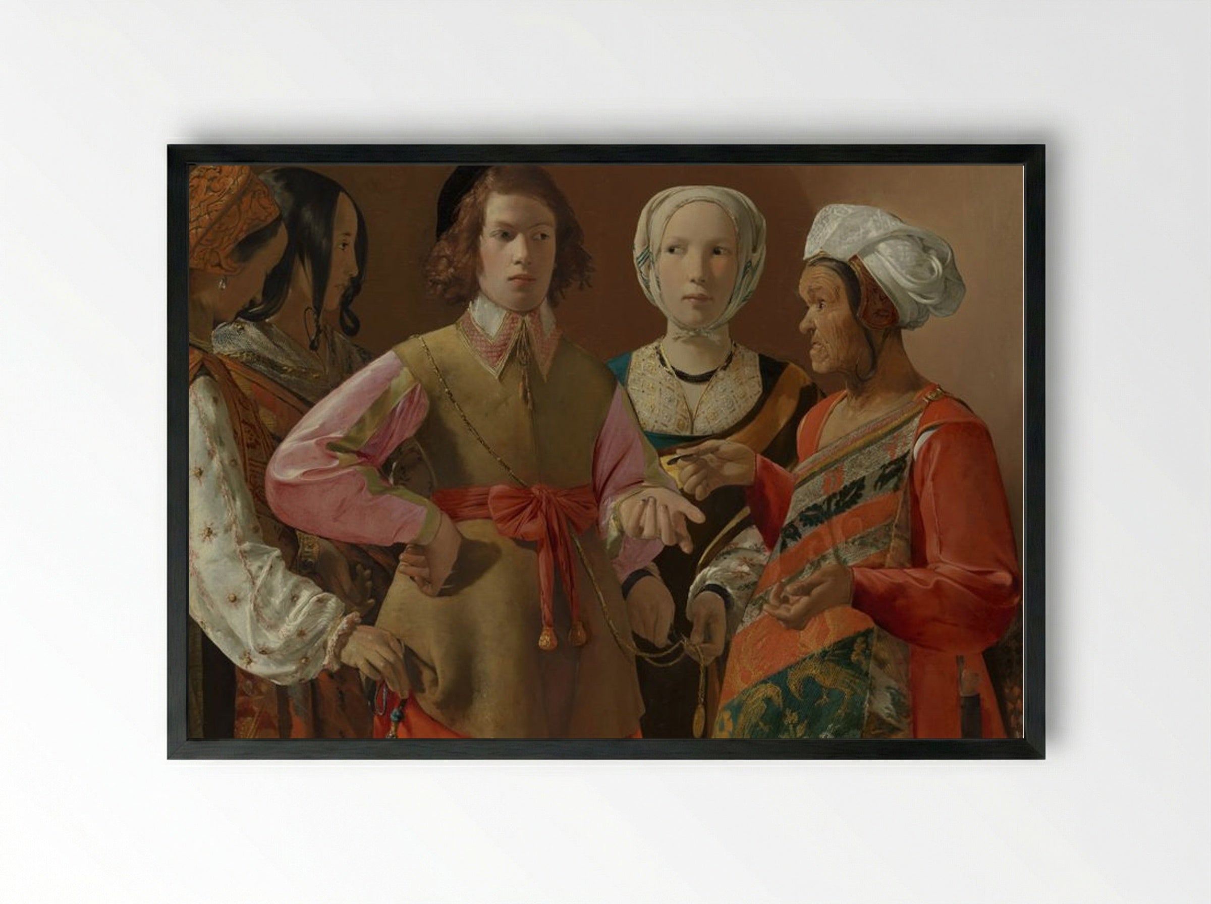 The Fortune Teller - Georges de La Tour - Framed Print Black