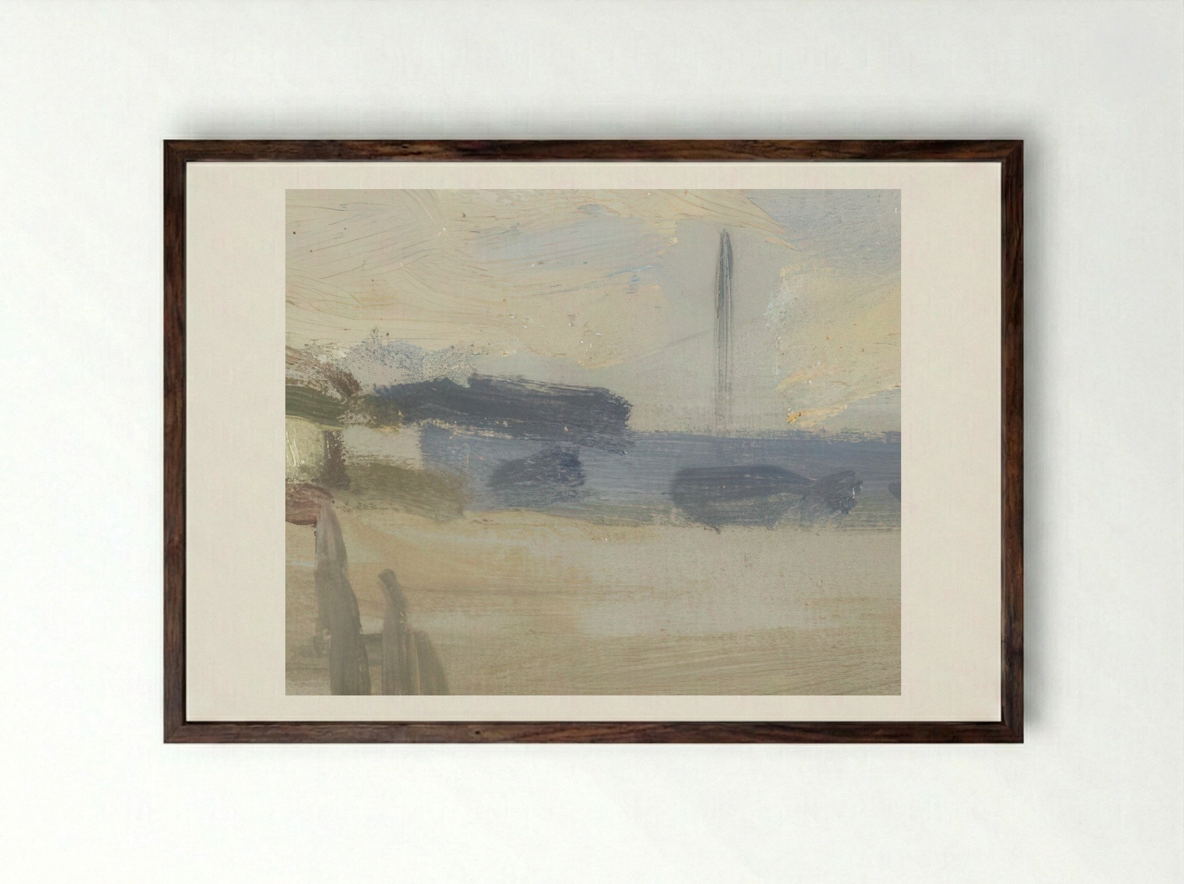 The Beach at Trouville - Claude Monet - Framed Print Dark Wood
