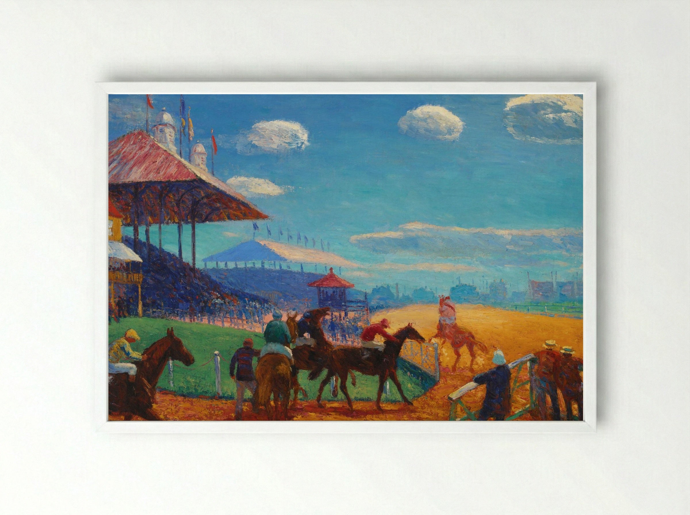 Race Track - William James Glackens - Framed Print White