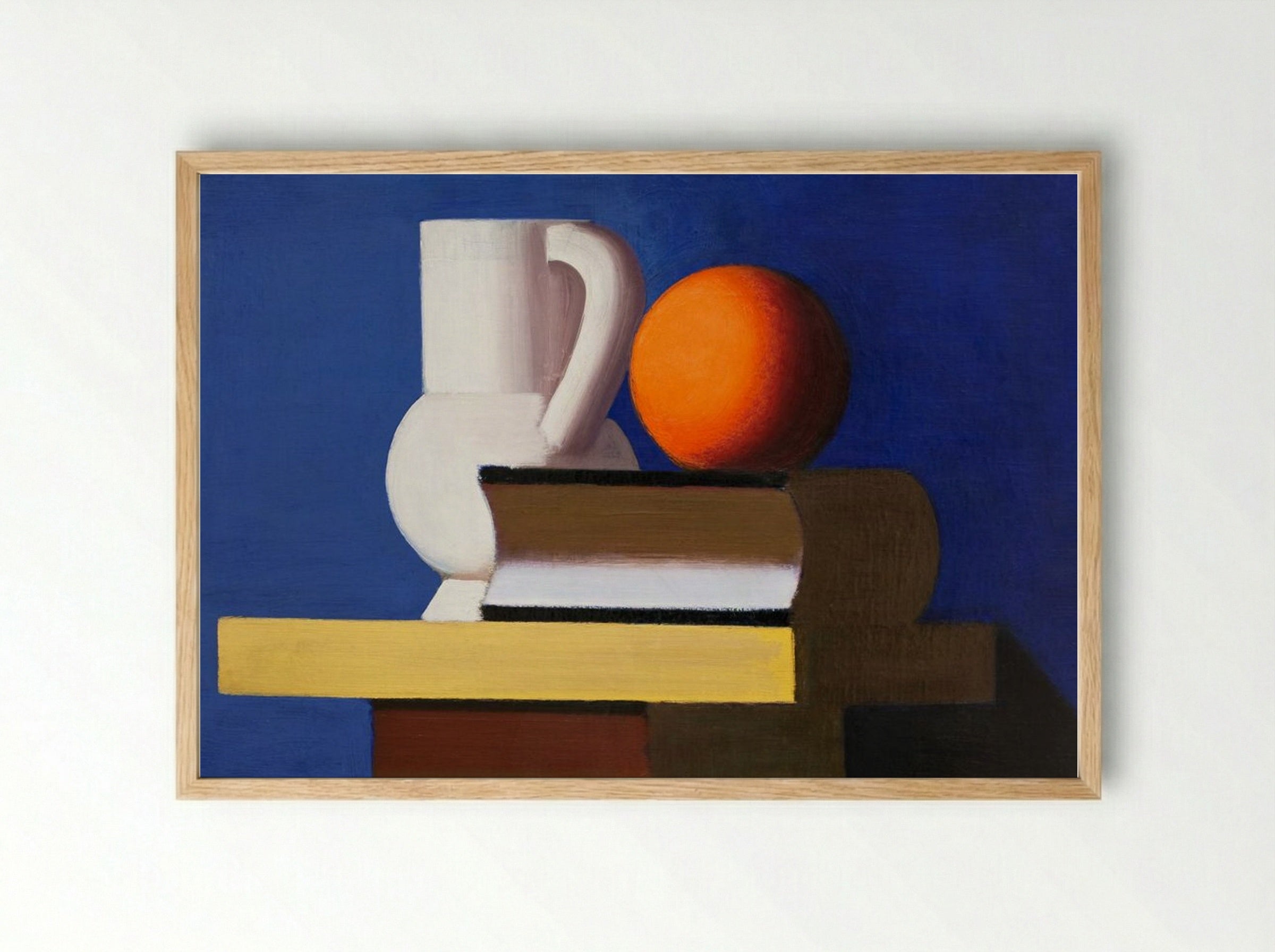 Arrangement with White Jug, Orange and Book - Vilhelm Lundstrøm - Framed Print Wood