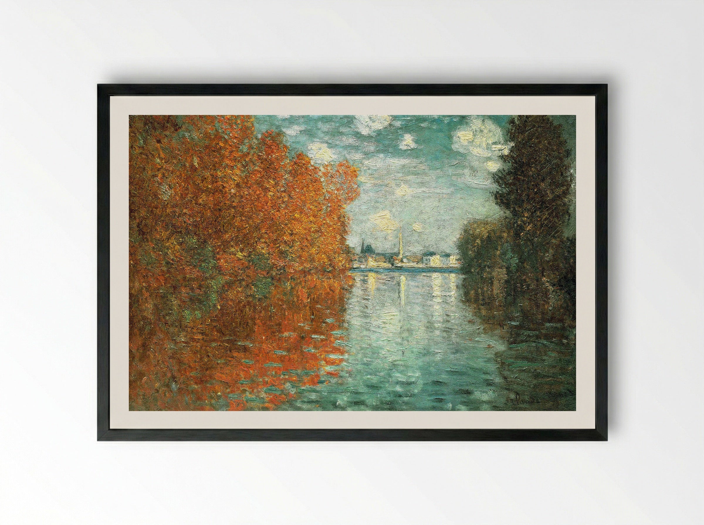 Autumn Effect at Argenteuil - Claude Monet - Framed Print Black