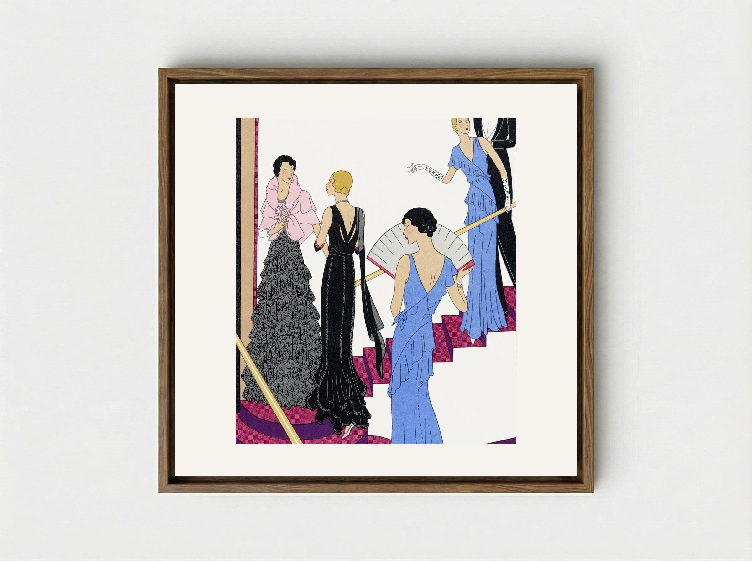 Lace Evening Dress with a Moire Cape - Redfern Ltd. - Framed Canvas Wood