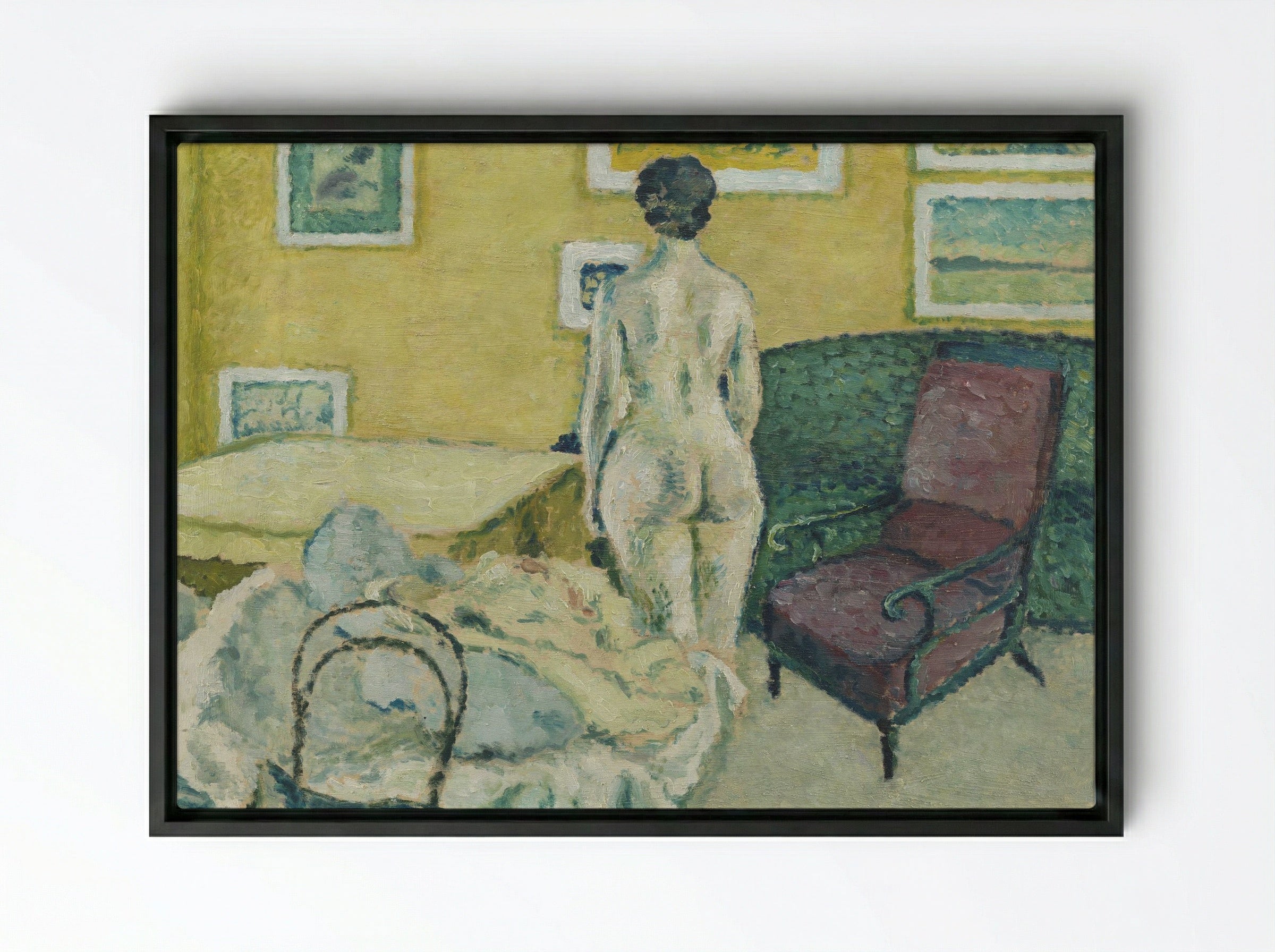 Model Figure in Interior - Harald Giersing - Framed Canvas Black