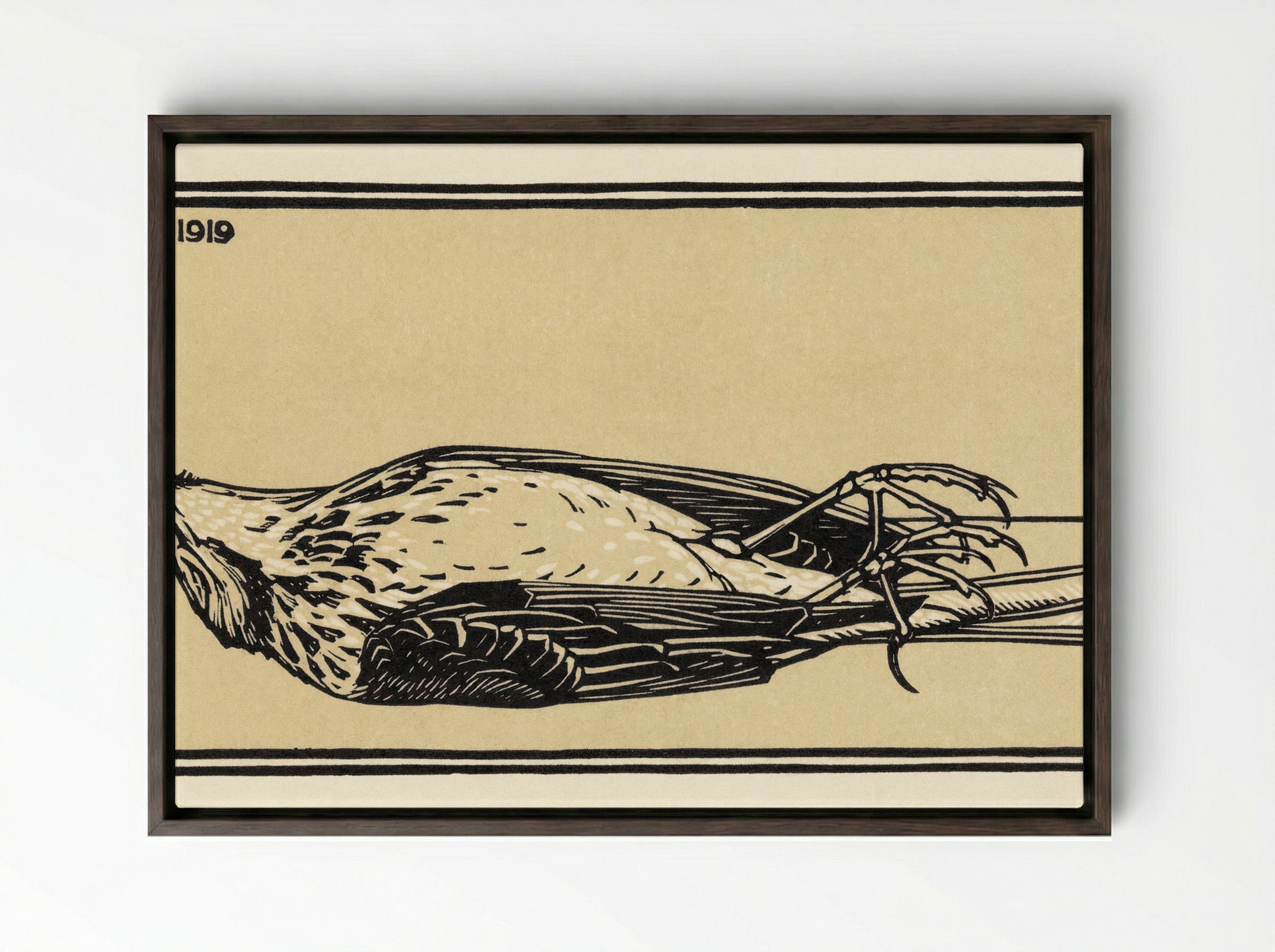 Dead Bird - Julie de Graag - Framed Canvas Dark Wood