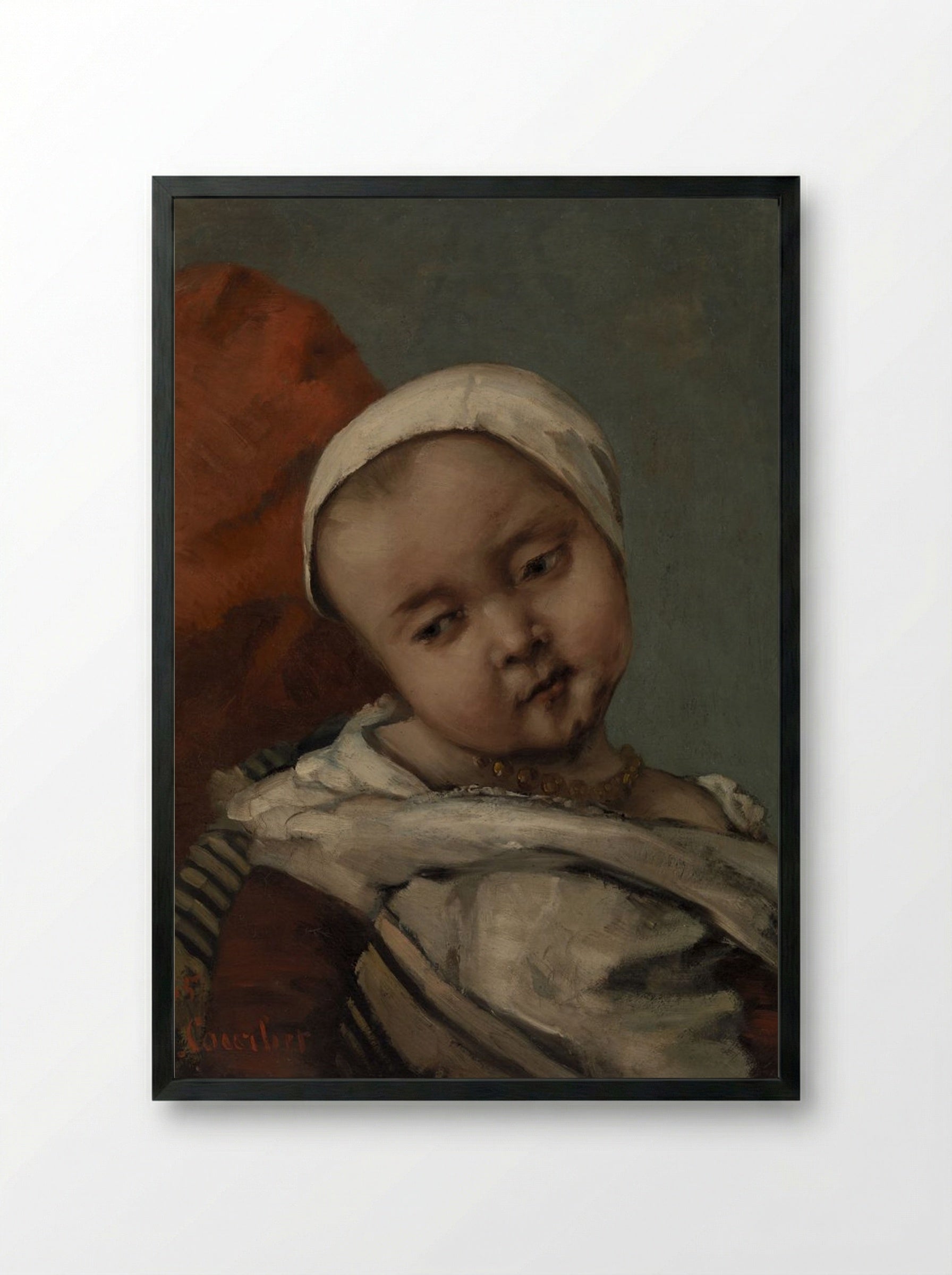 Head of a Baby - Gustave Courbet - Framed Print Black