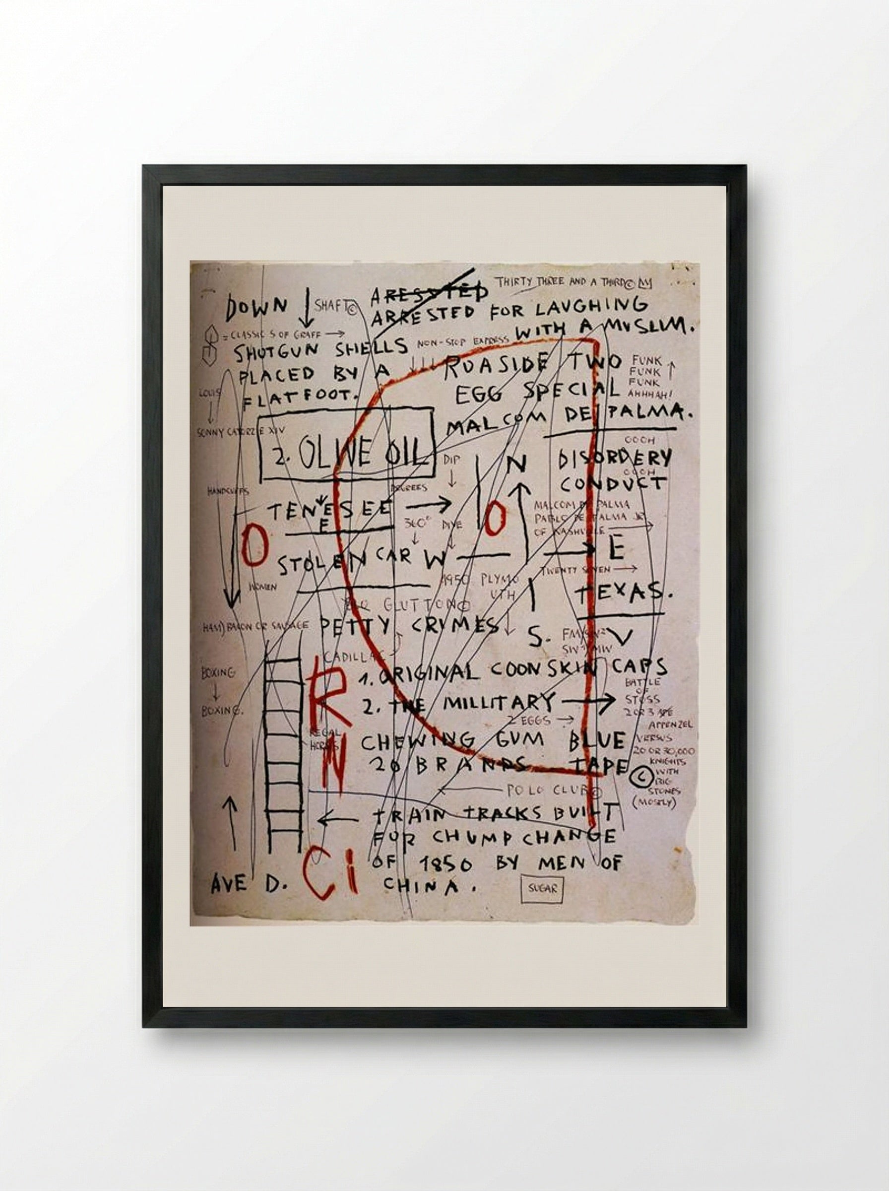 Olive Oil - Jean-Michel Basquiat - Framed Print Black