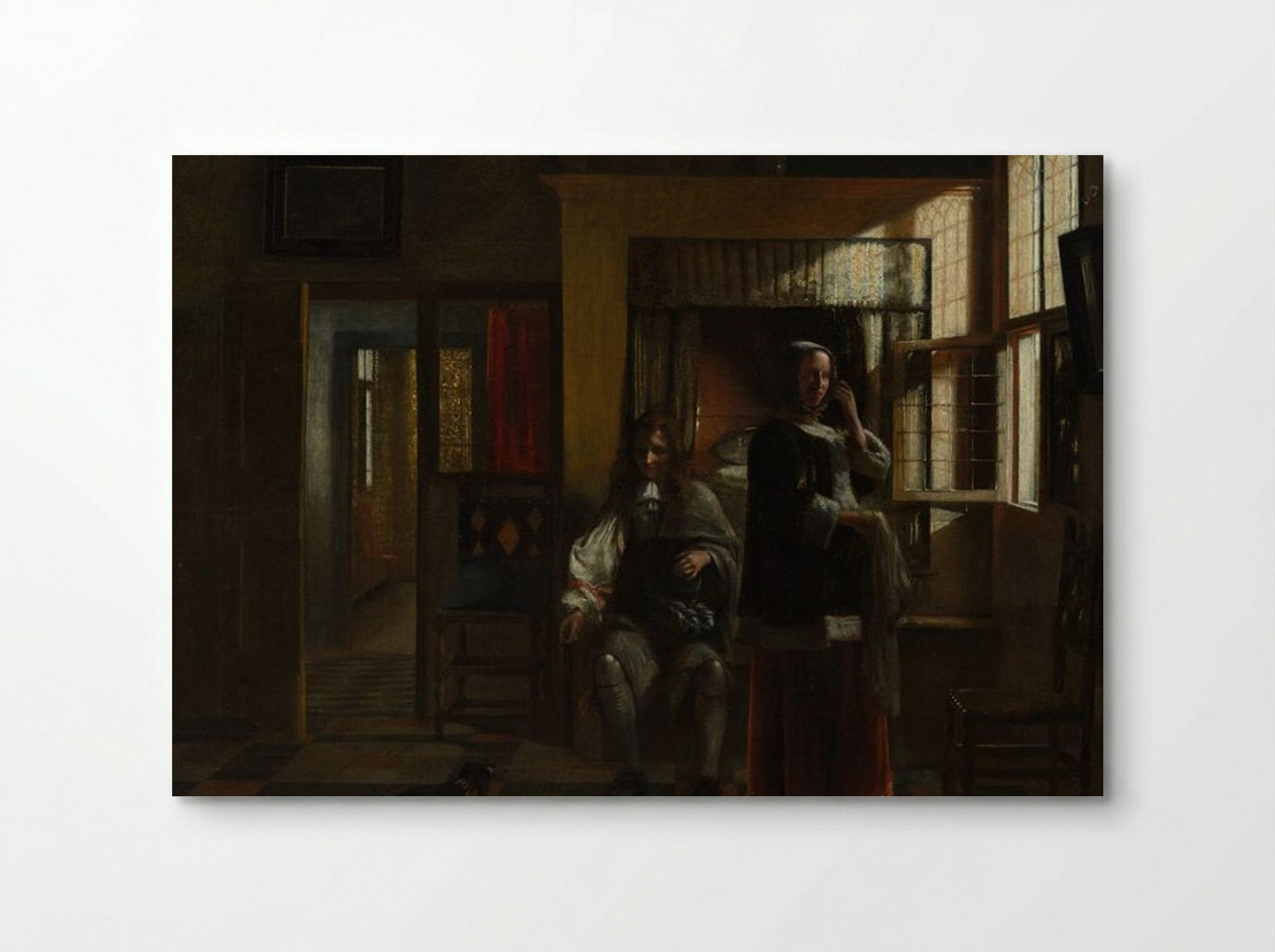 Interior with a Young Couple - Pieter de Hooch - Poster