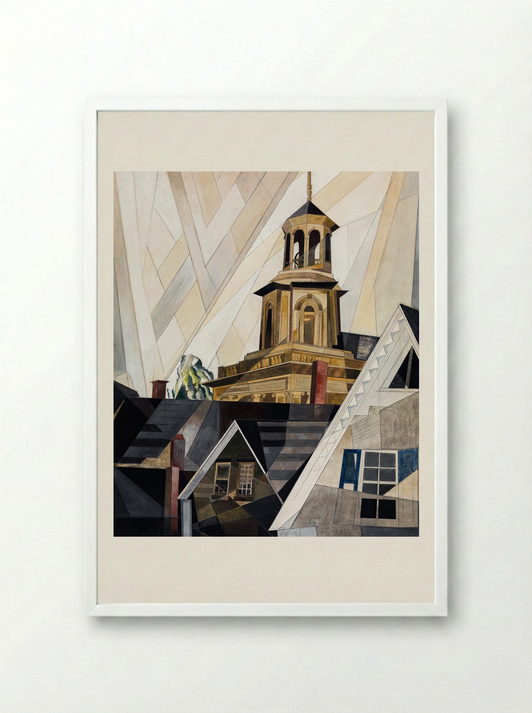 After Sir Christopher Wren (Church Tower) - Charles Demuth - Framed Print White