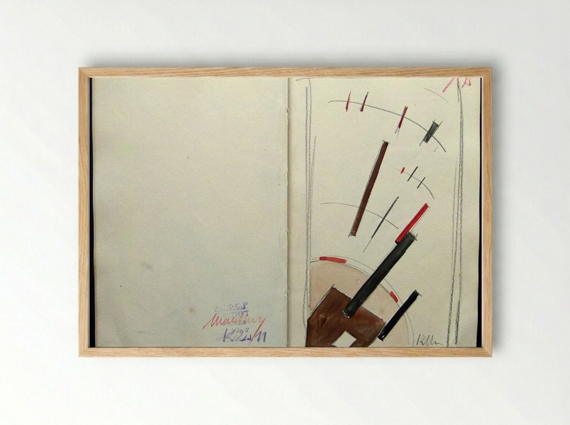 Suprematist Composition (Sketchbook Page) - Ivan Kliun - Framed Print Wood