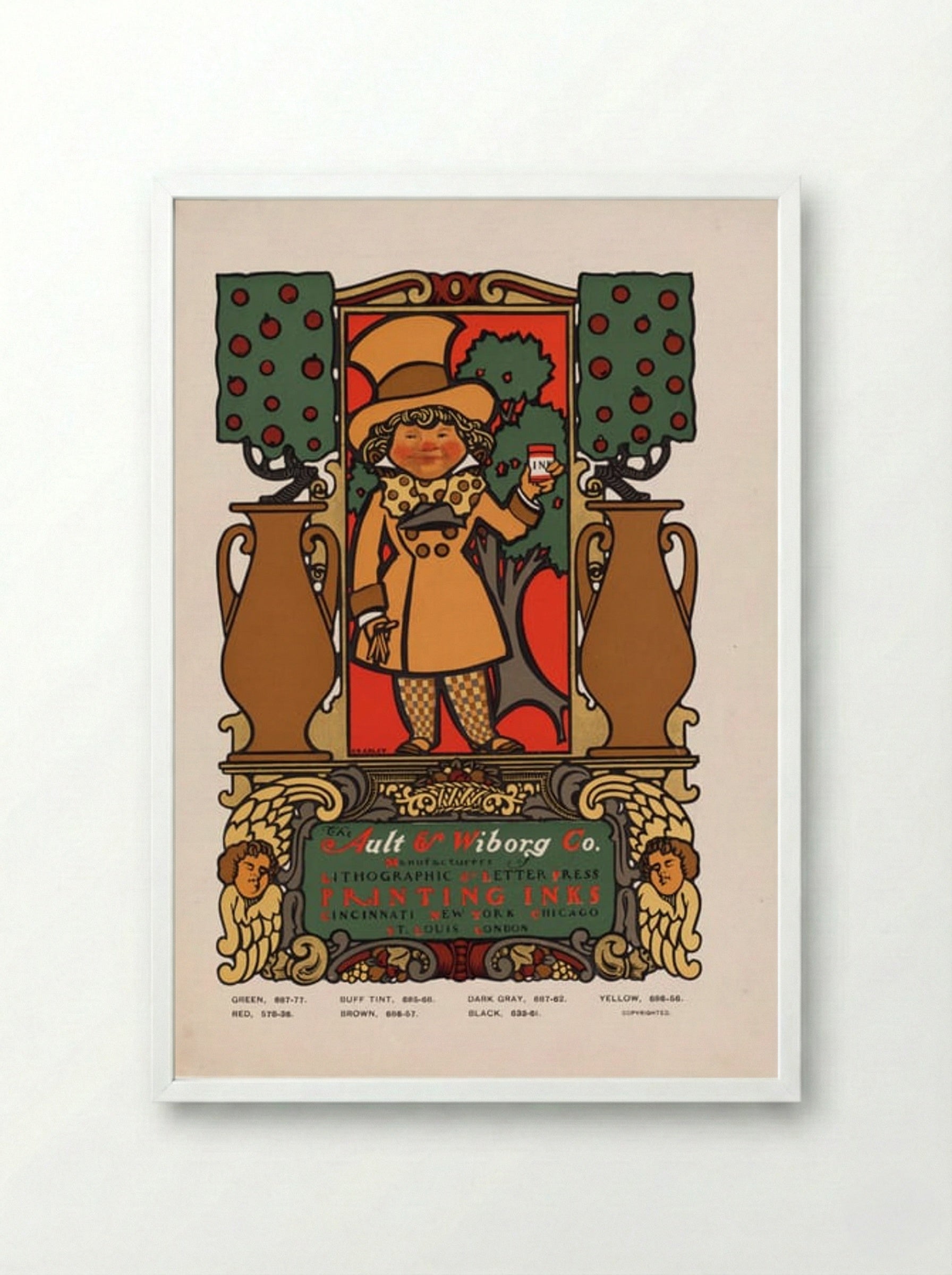 The Ault & Wiborg Co. (Printing Inks Advertisement) - Will H. Bradley - Framed Print White