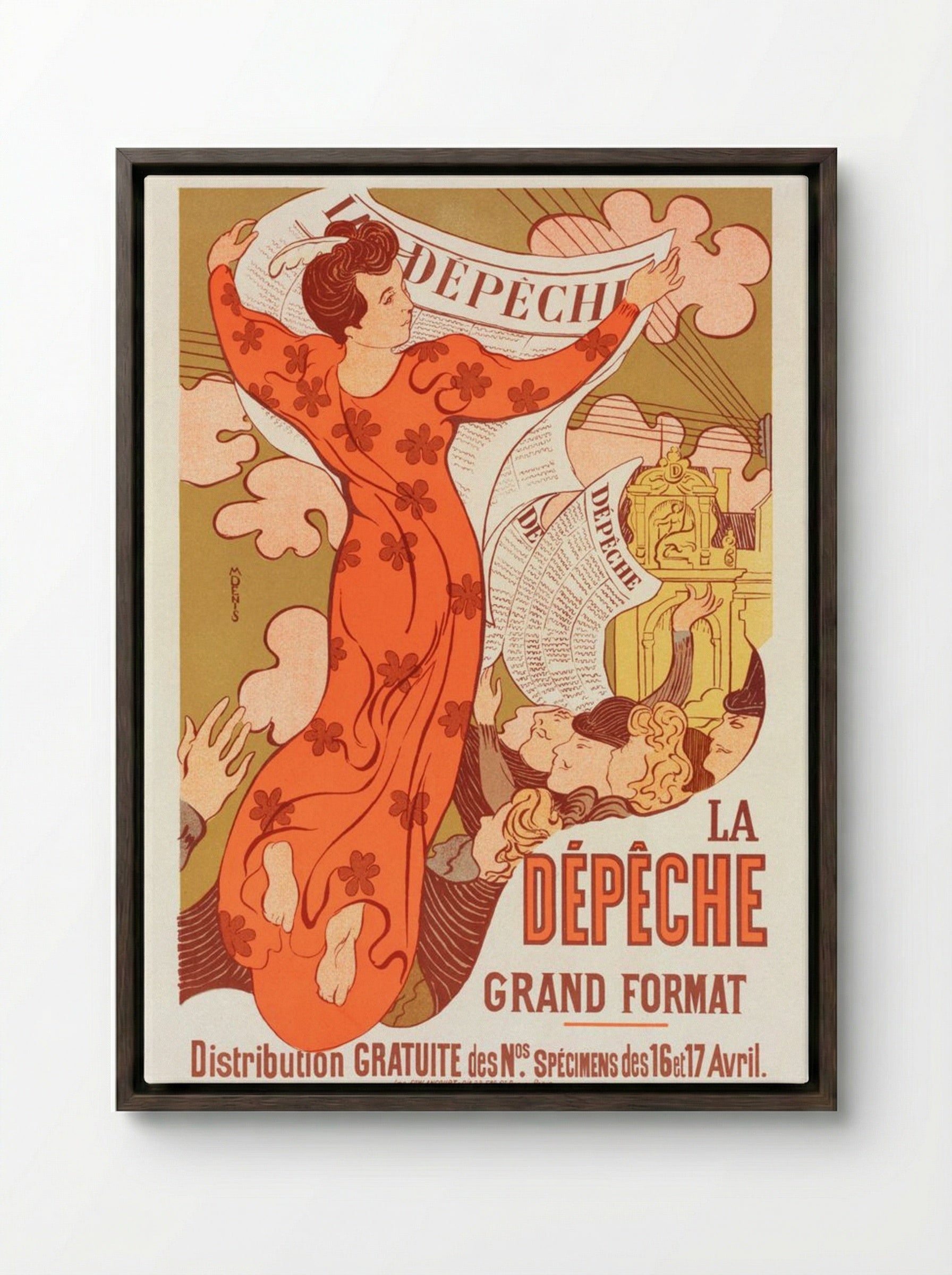 Poster for La Dépêche de Toulouse - Maurice Denis - Framed Canvas Dark Wood