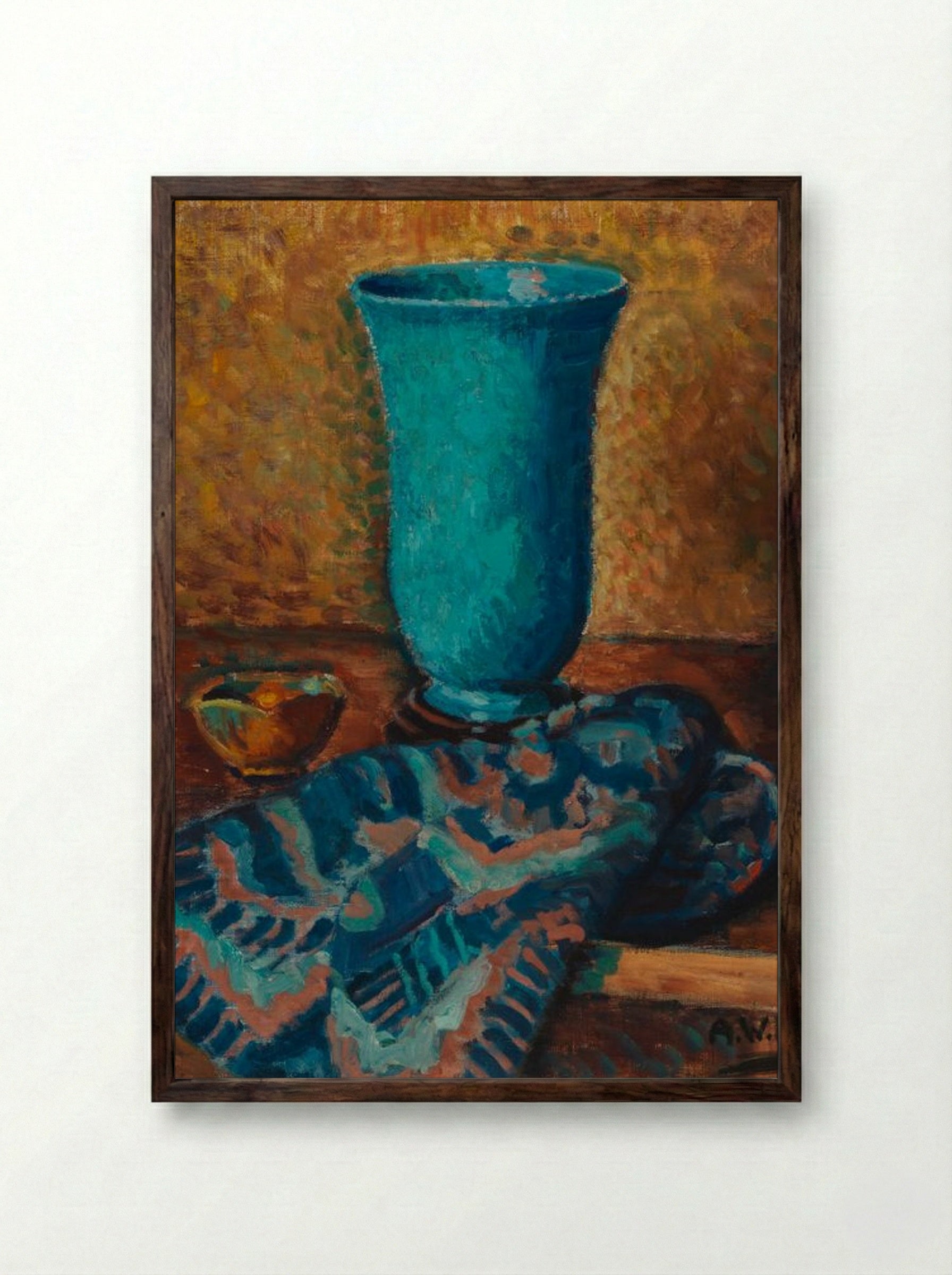 Sininen maljakko (Blue Vase) - Alfred William Finch - Framed Print Dark Wood