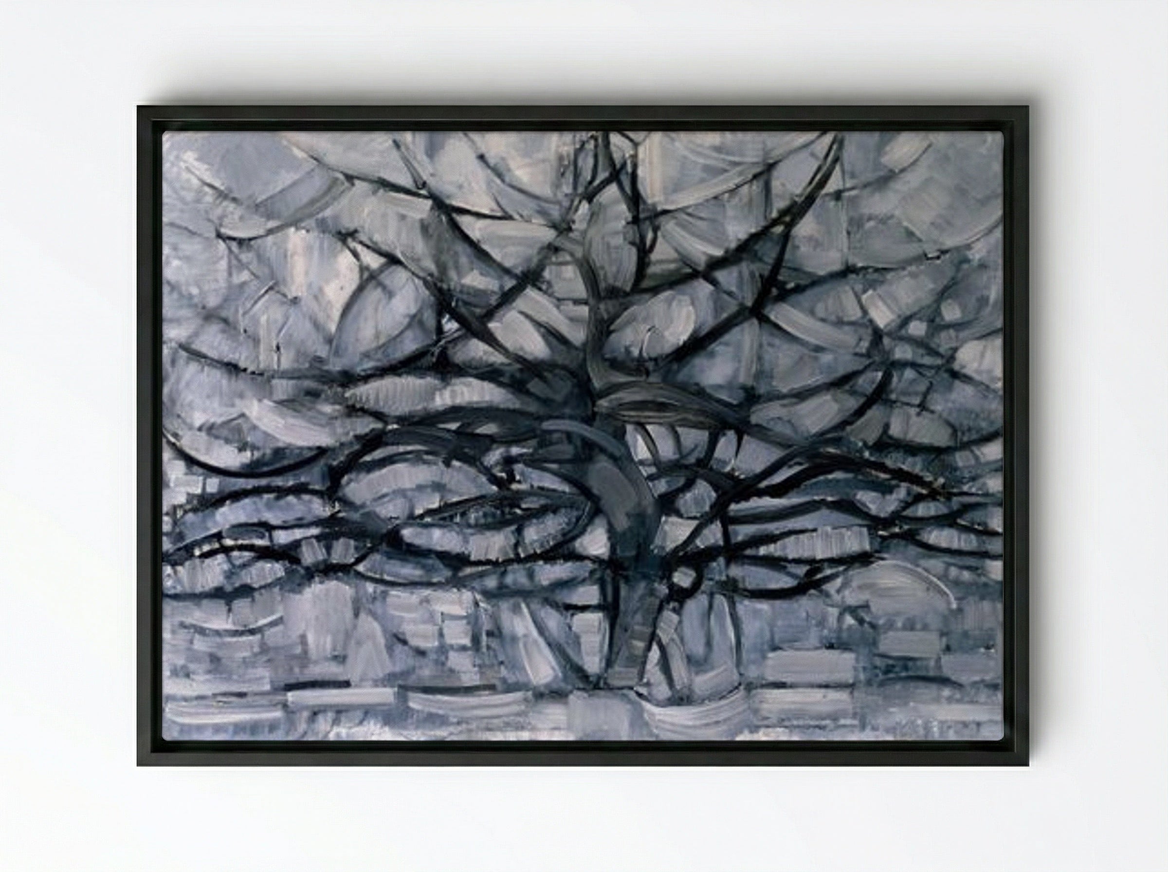The Gray Tree - Piet Mondrian - Framed Canvas Black