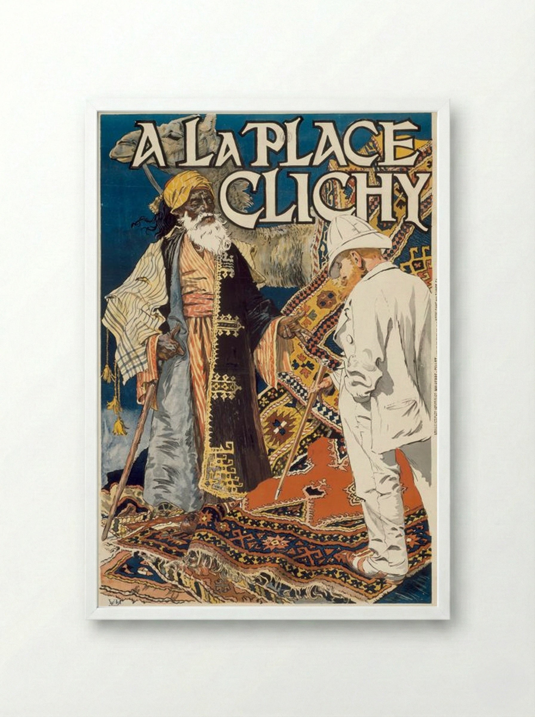 A la Place Clichy - Eugène Samuel Grasset - Framed Print White