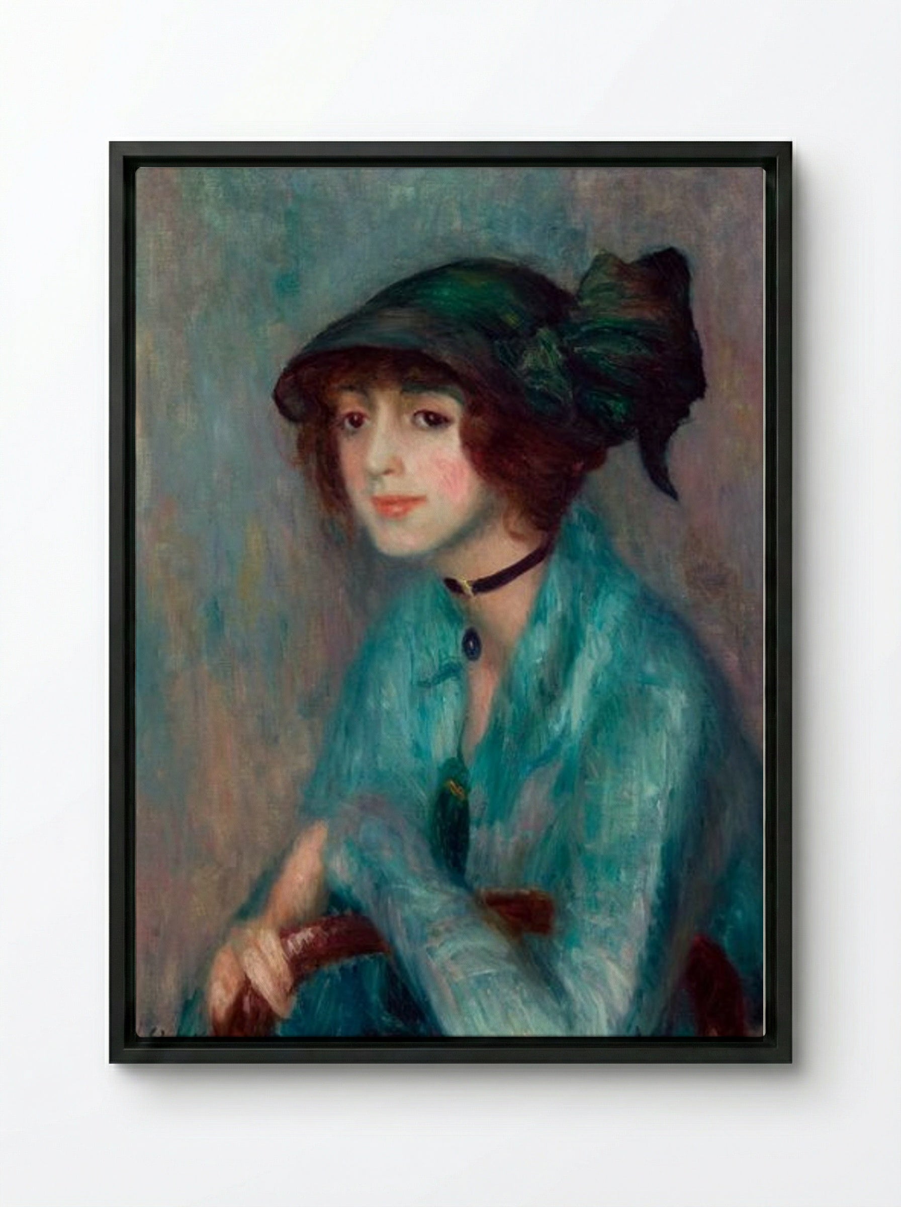 The Brunette - William James Glackens - Framed Canvas Black