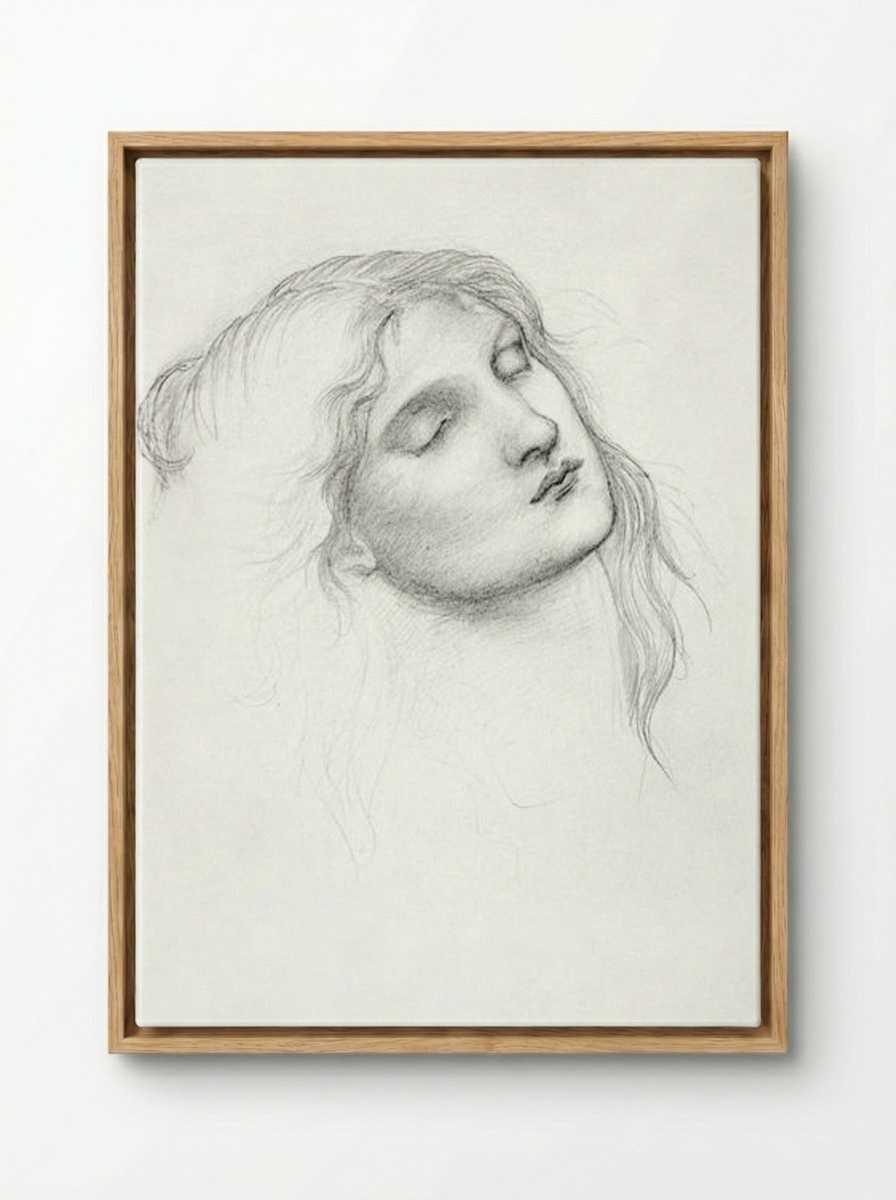 Head of a Woman with Eyes Closed - Edward Burne-Jones - Framed Canvas Wood