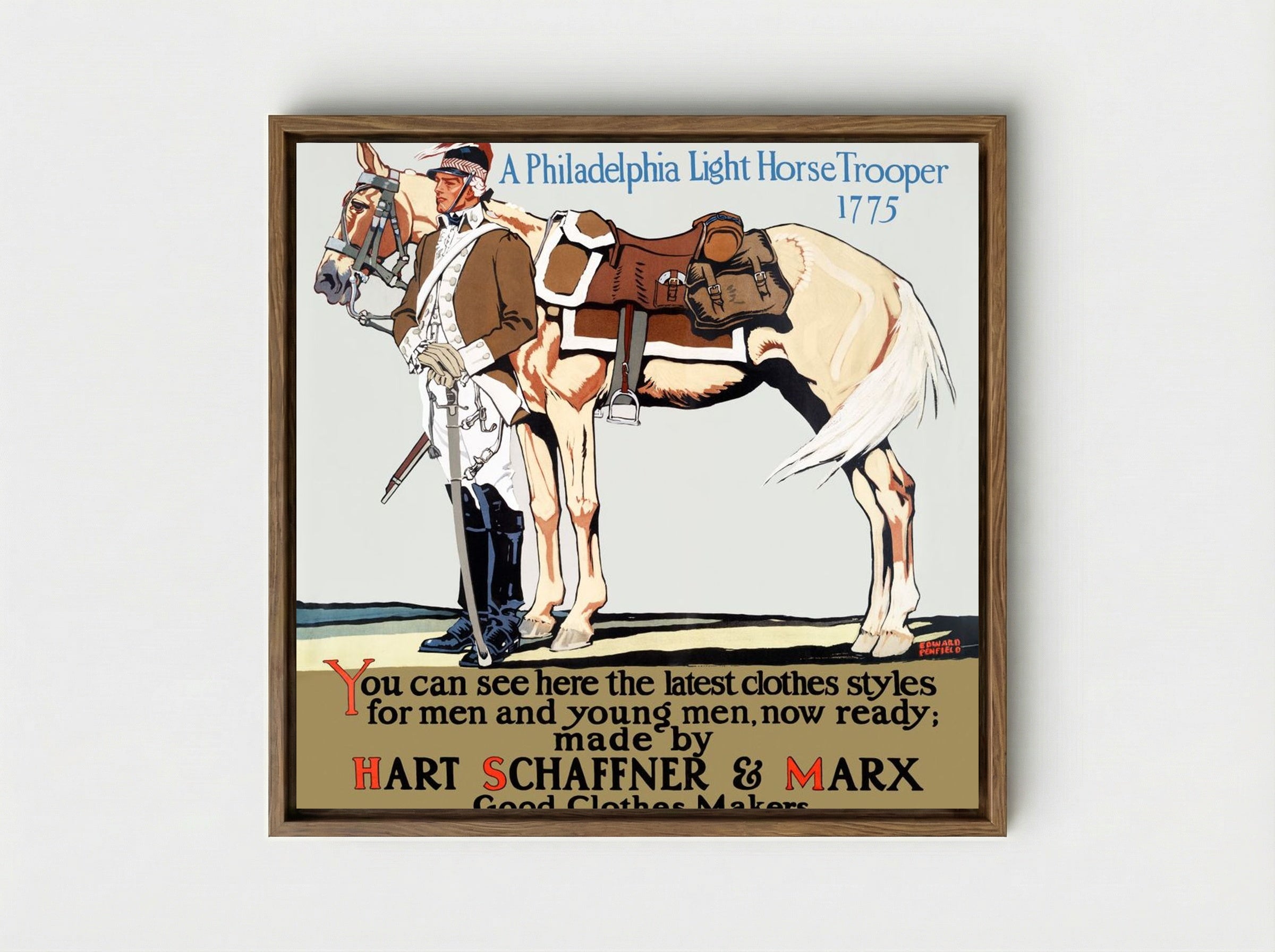 A Philadelphia Light Horse Trooper, 1775 - Edward Penfield - Framed Canvas Wood