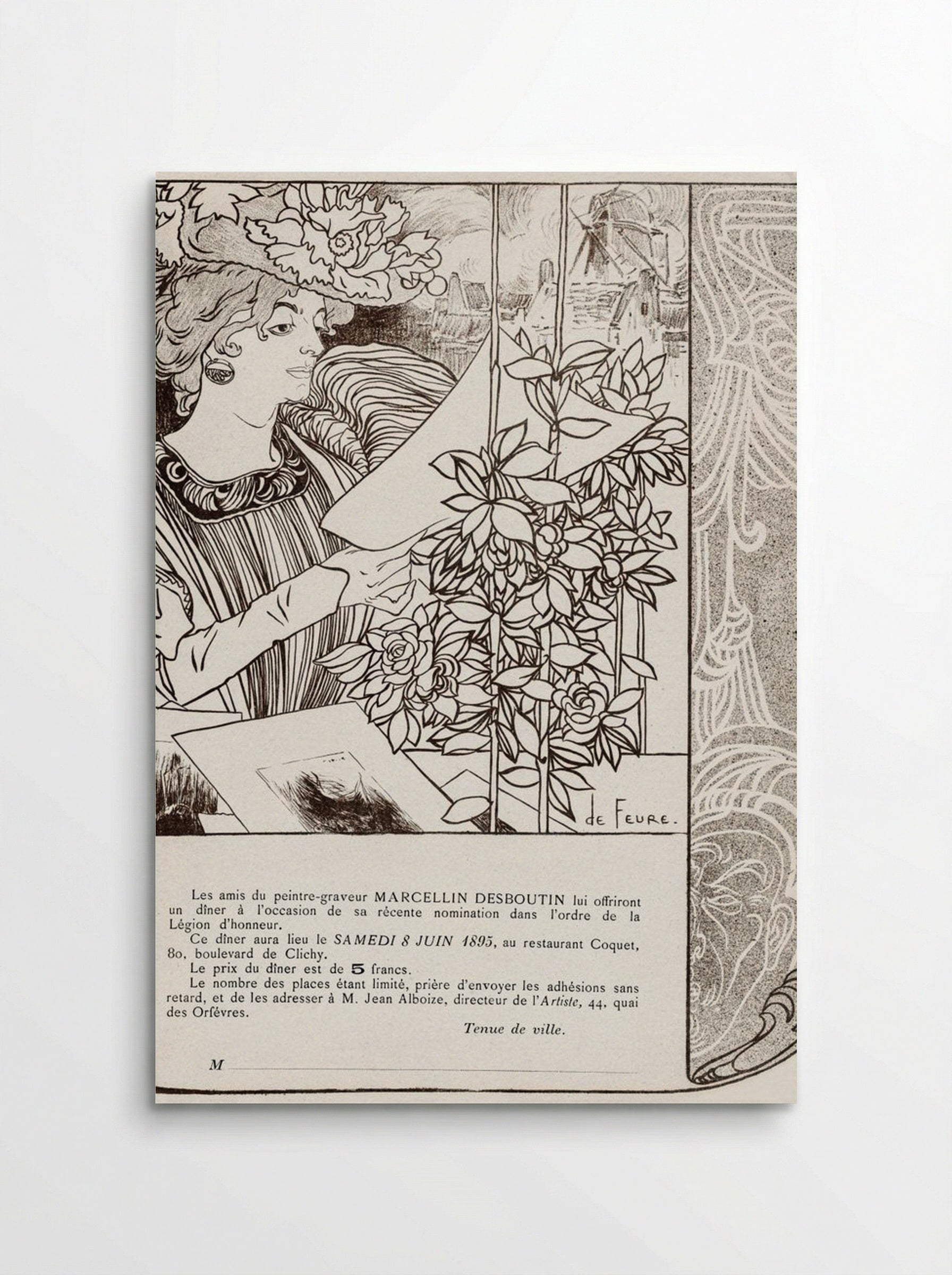 Invitation for a Dinner in Honour of Marcellin Desboutin - Georges de Feure - Poster