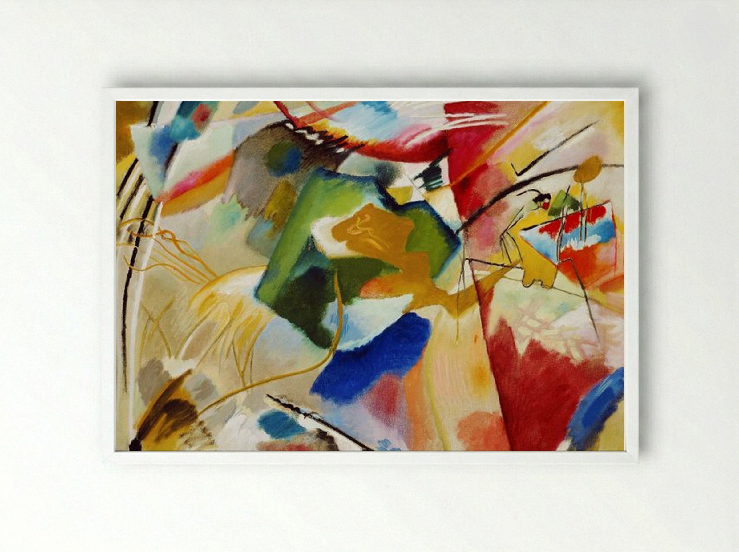 Painting with Green Centre - Wassily Kandinsky - Framed Print White